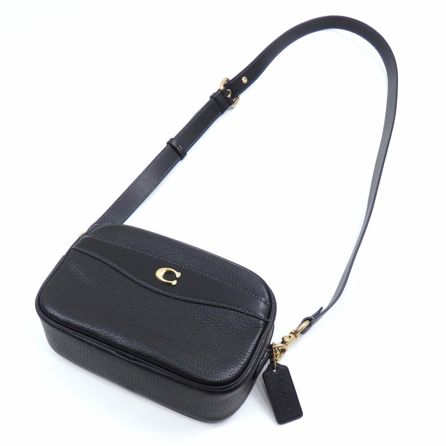 Coach Shoulder Bag, Camera Soft Pebble Leather, Refined Calf