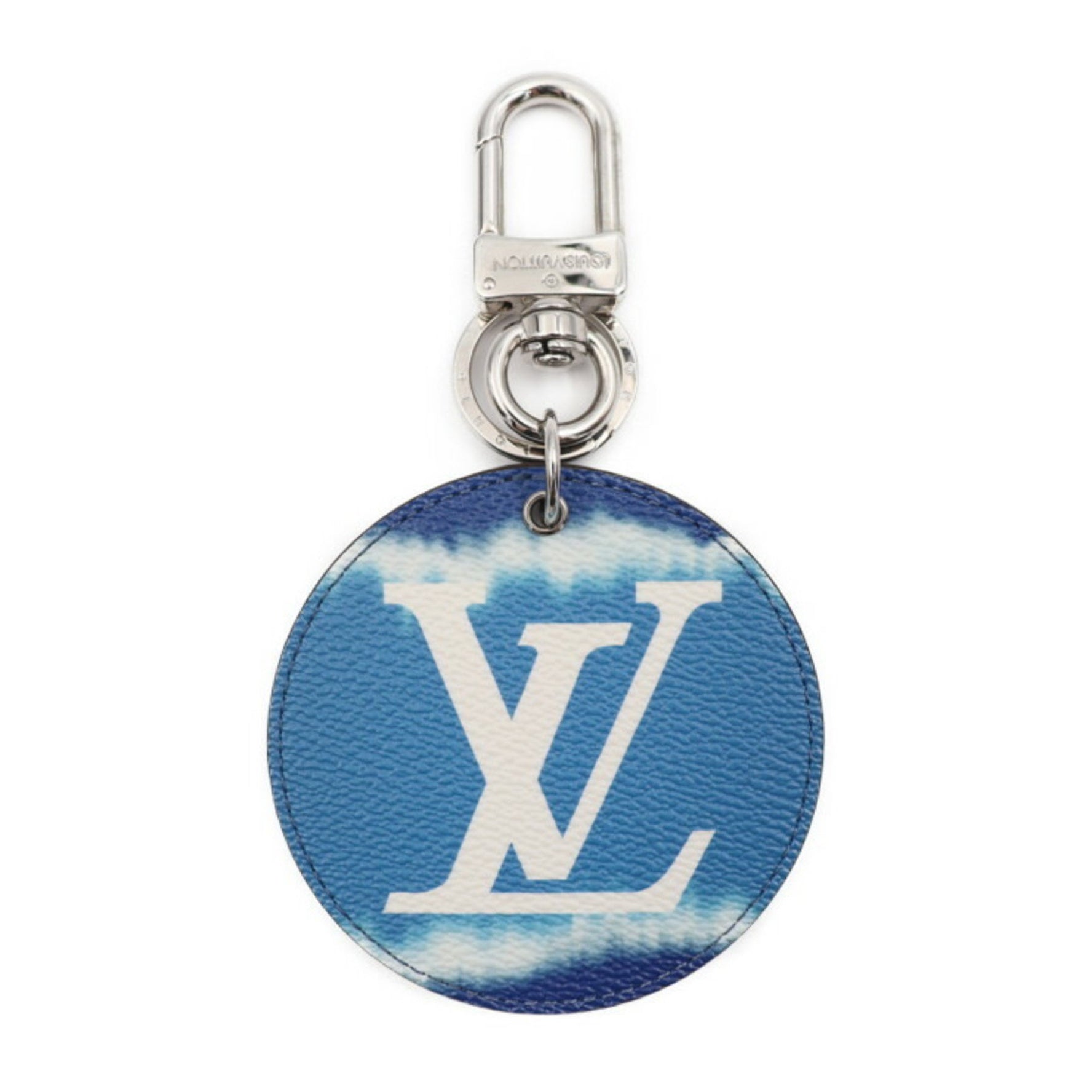 Louis Vuitton Portocre Illustre Keychain Leather Blue White Silver Metal Fittings Key Ring Bag Charm
