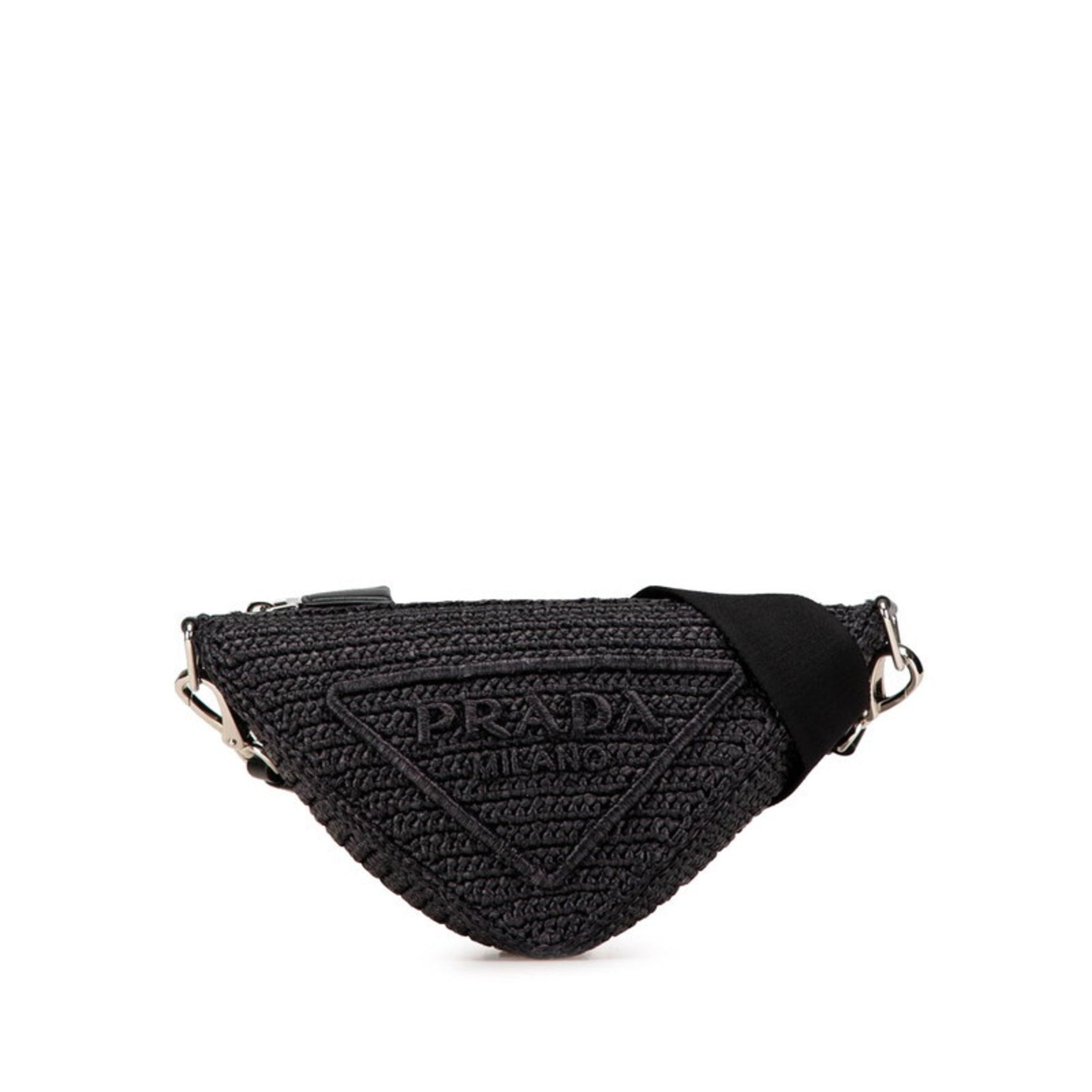 Prada Triangle Crochet Crossbody Shoulder Bag Raffia
