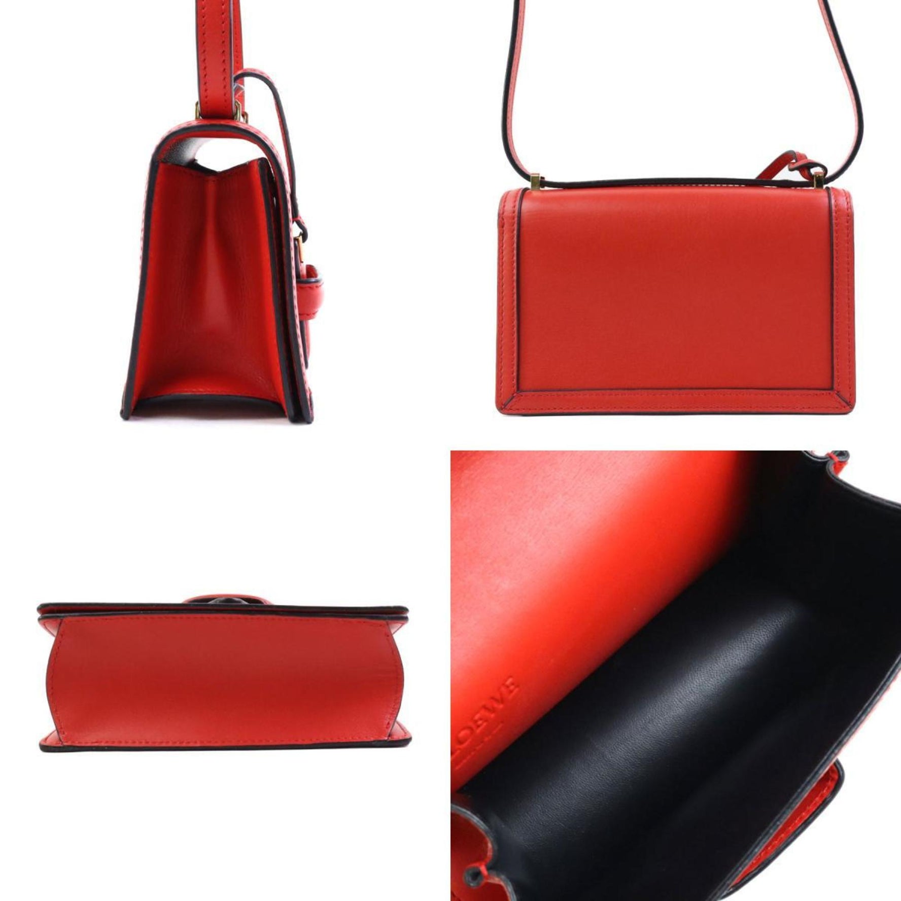 LOEWE shoulder bag Barcelona leather orange red gold ladies