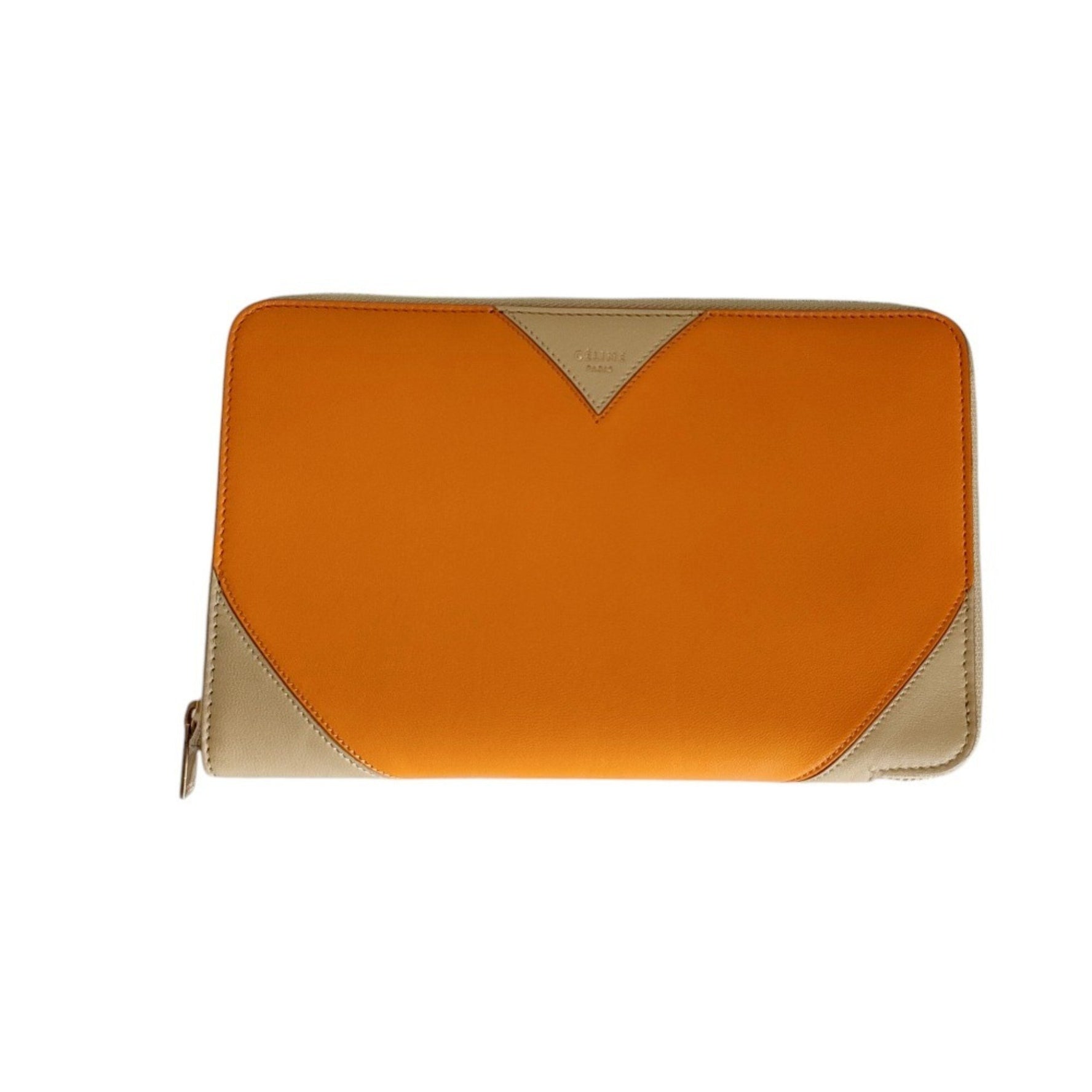 CELINE Leather Two-Tone Organizer Wallet, Bifold Multi-Case, Yellow and Beige