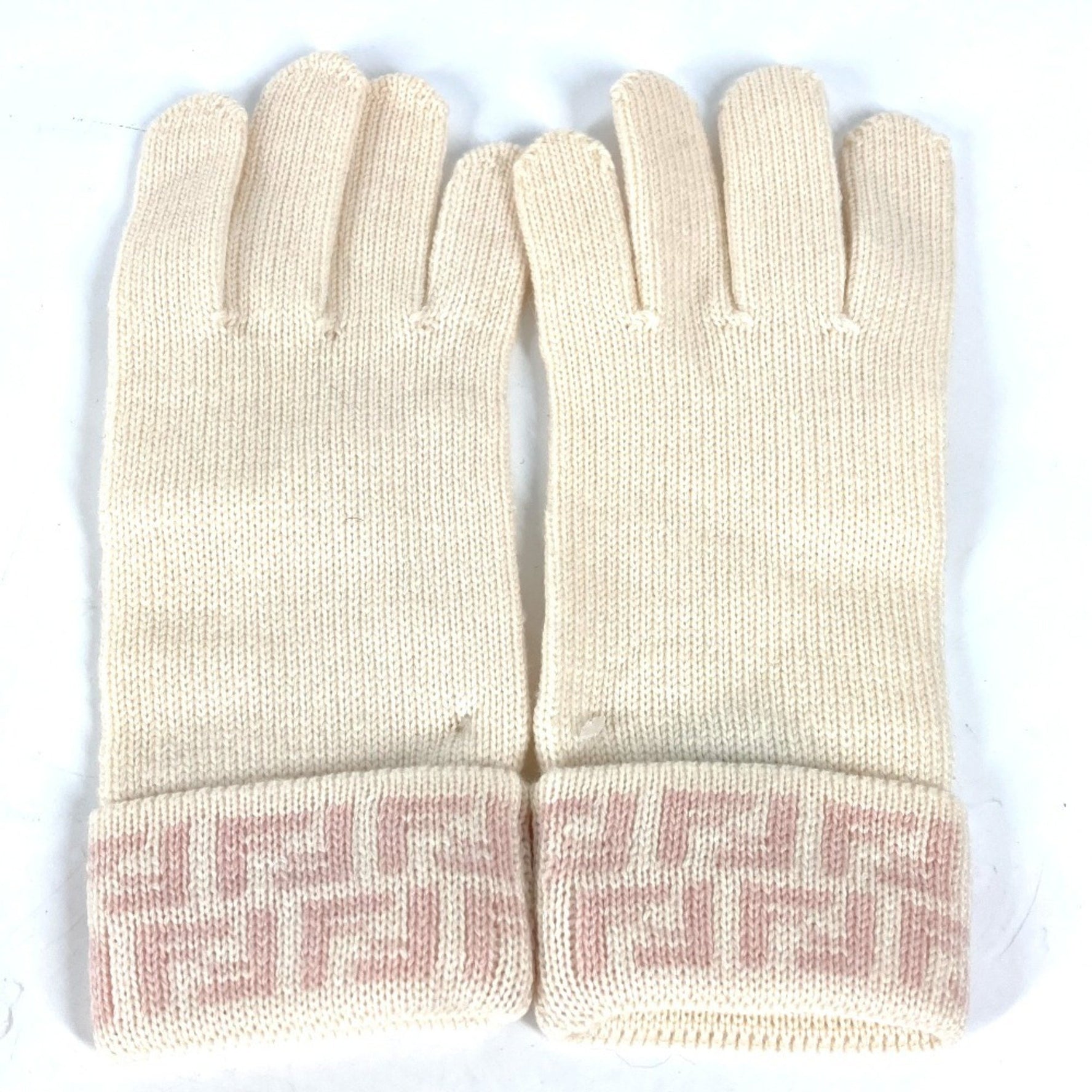 FENDI ZUCCA Wool Gloves Pink