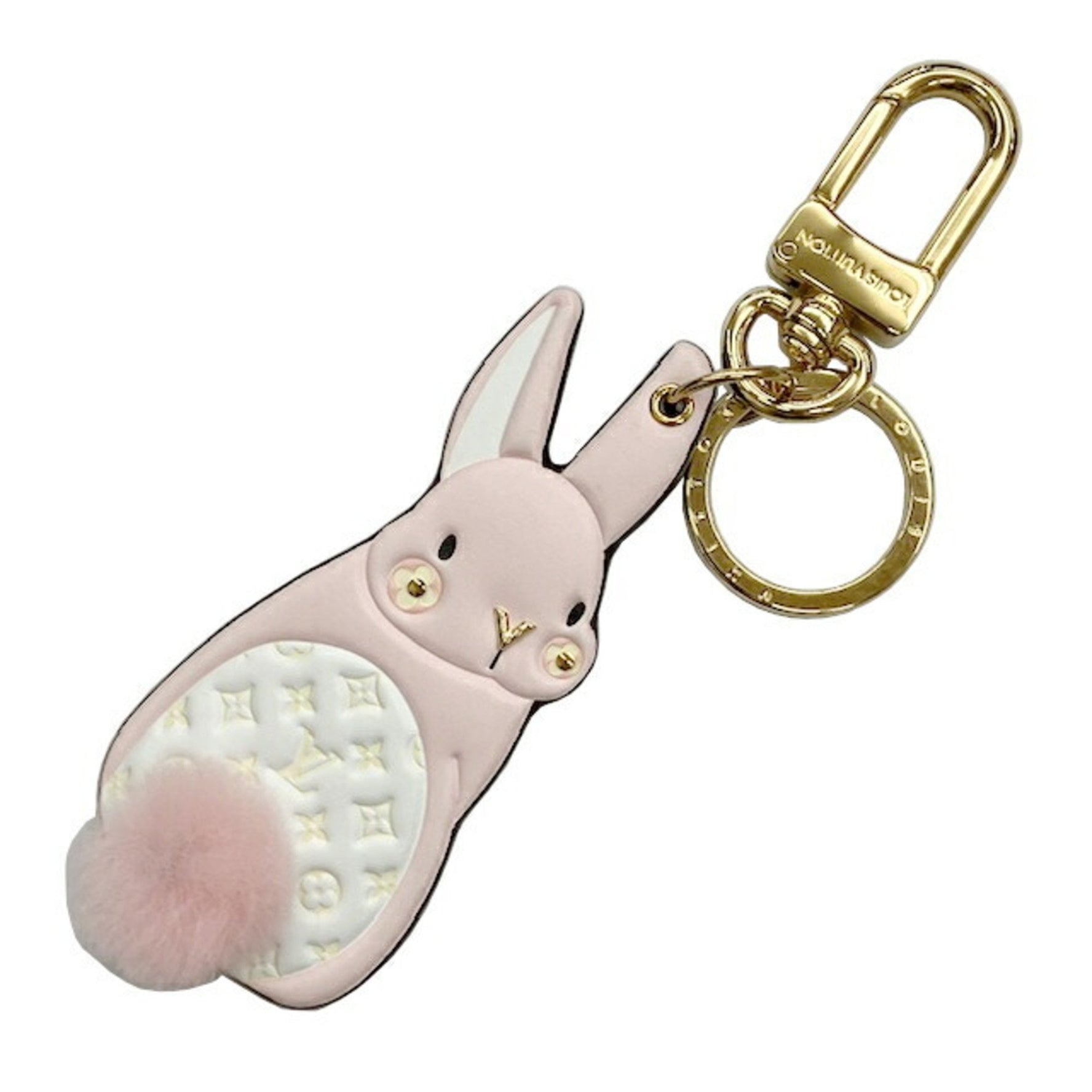 LOUIS VUITTON Louis Vuitton Bunny Keychain Pale Pink Monogram Mink Fur Rabbit