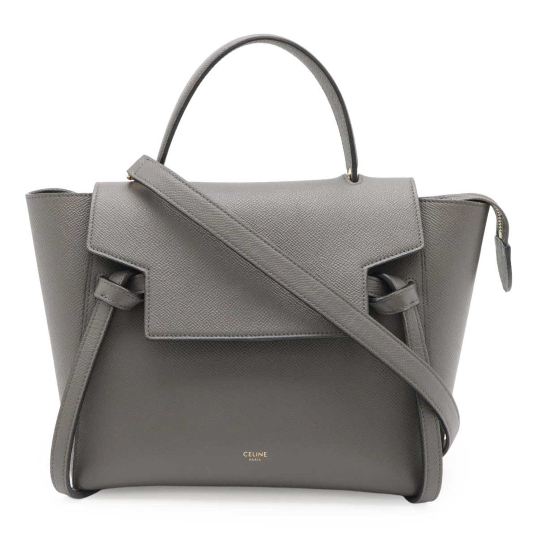 CELINE Belt Bag Micro Handbag Shoulder Leather Grey