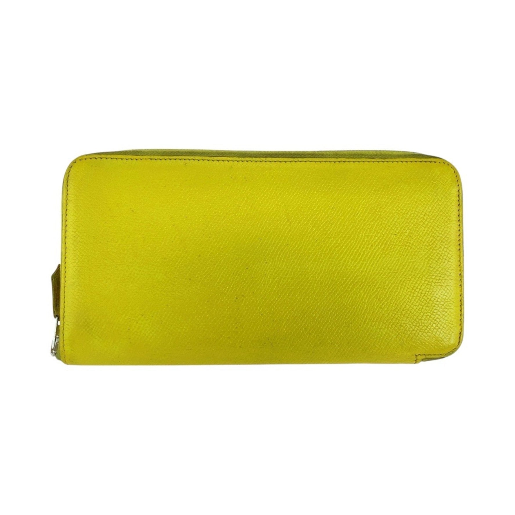 HERMES Azap Long Silk In Light Yellow Silver Hardware Epsom Leather Wallet □Q Stamp