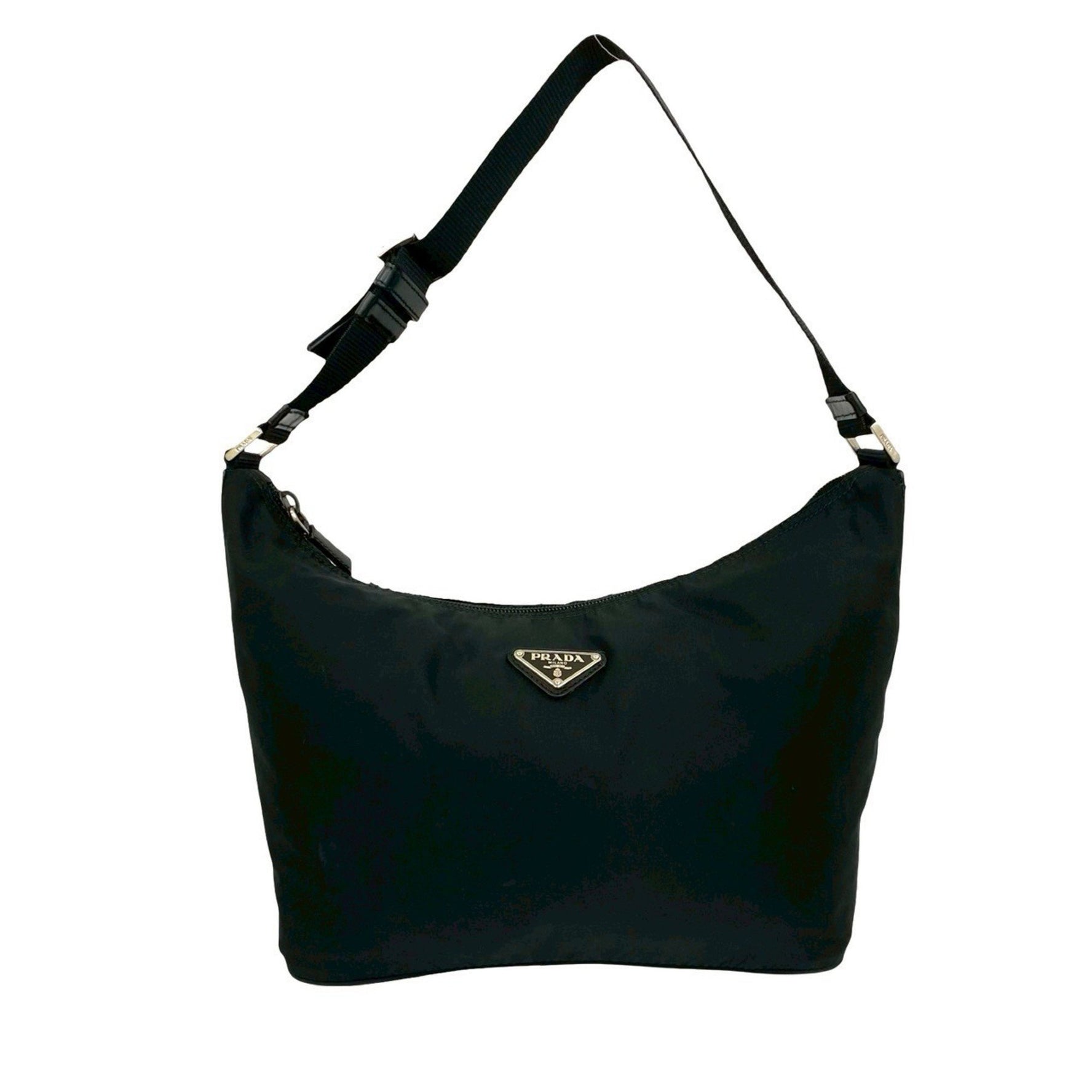 PRADA Triangle Logo Hardware Nylon Leather Genuine Handbag Mini Tote Bag Semi Shoulder 541-7