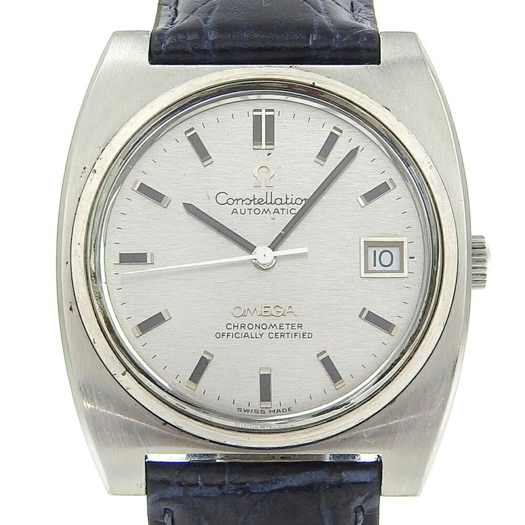 OMEGA Constellation Watch Chronometer Stainless Steel x Embossed Leather Automatic Silver Dial