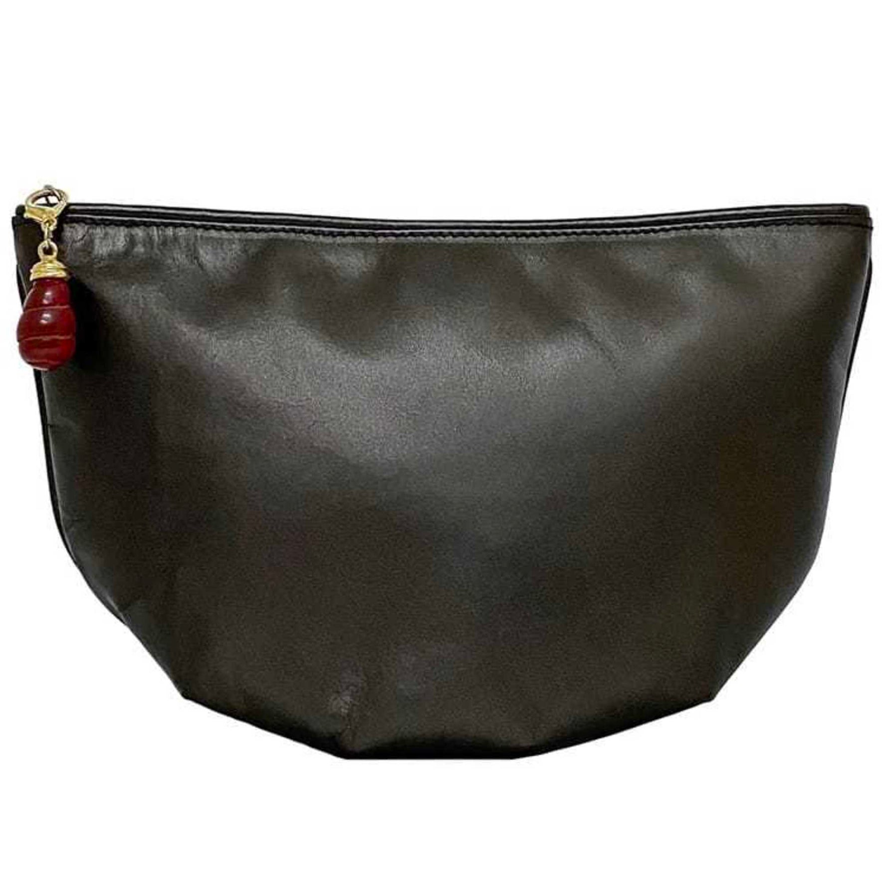 LOEWE Pouch Metallic Brown Boat Shape Leather Compact