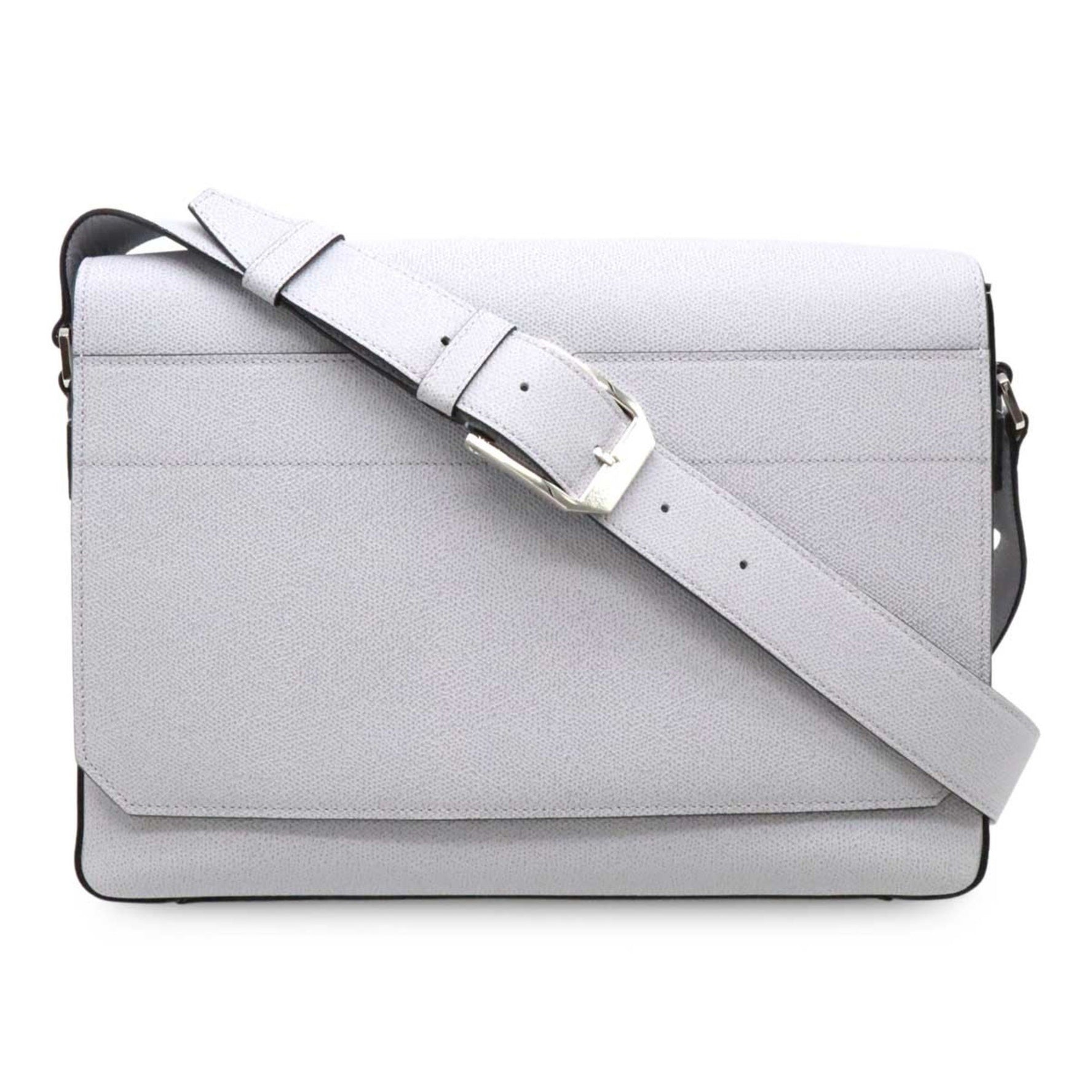valextra V-line shoulder bag in leather, light grey