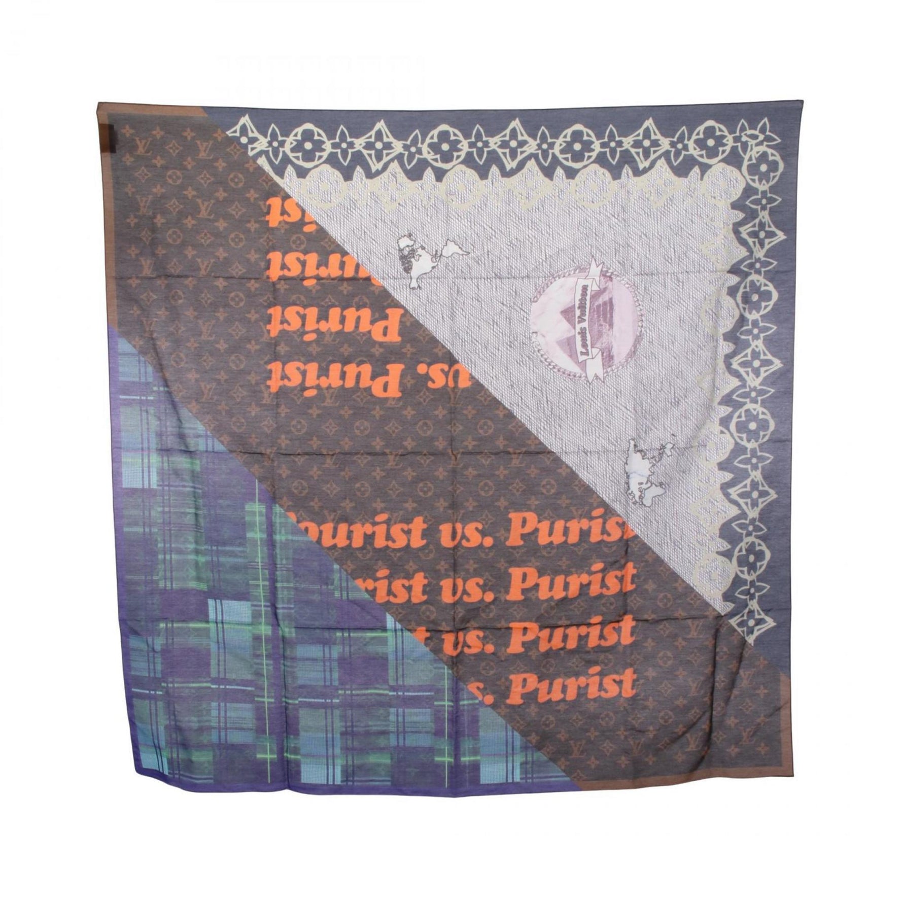 Louis Vuitton Mask Pouch Bandana Carre Collage Accessory Silk Cotton Multicolor