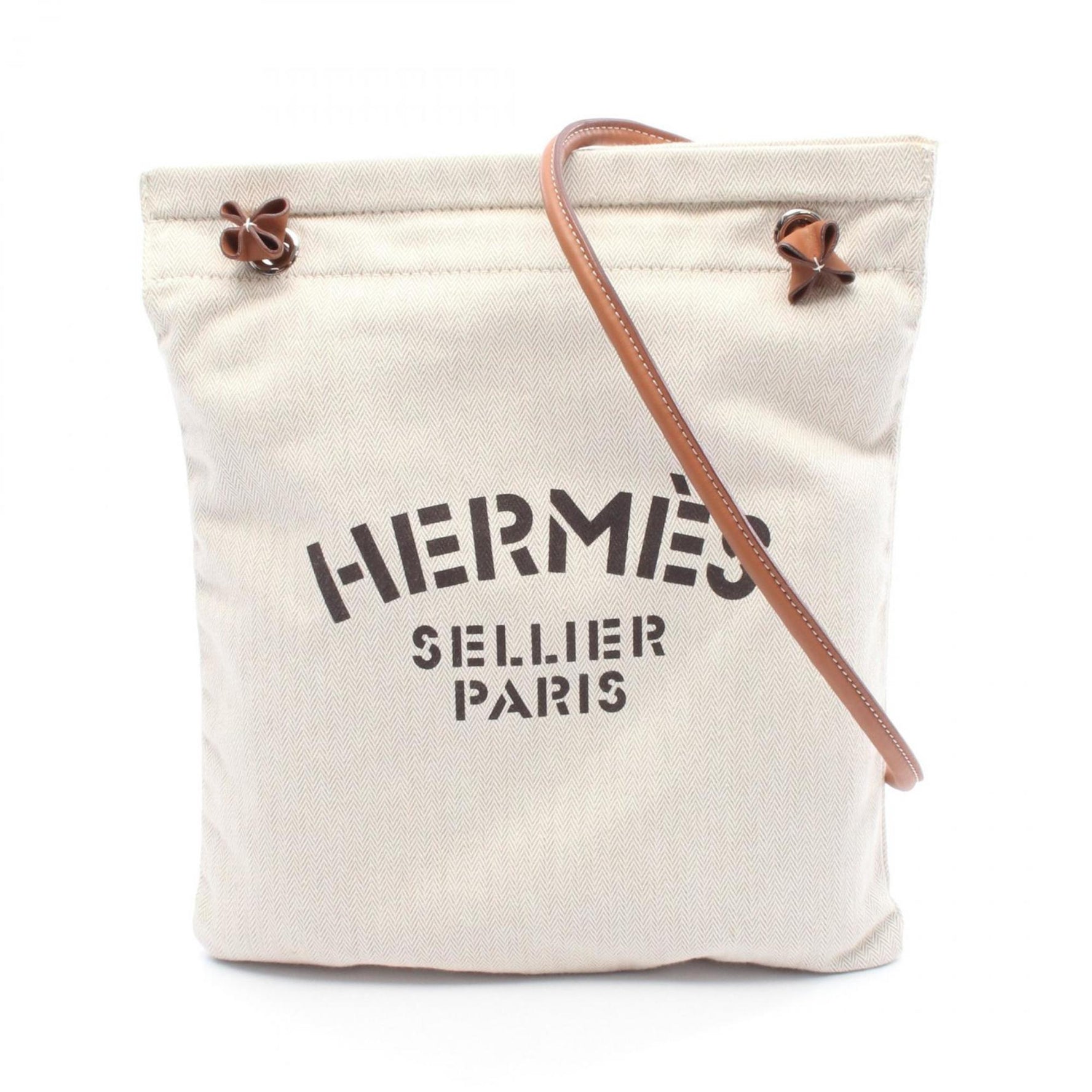 Hermes Hermès Aline MM Shoulder Bag, Canvas Toile Chevron / Vau Barenia Chevron, Beige/Brown