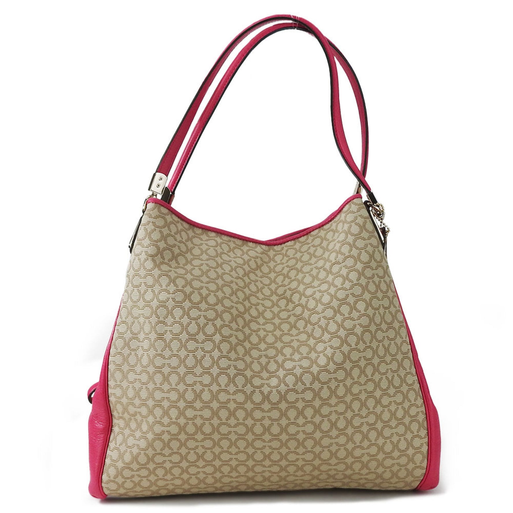 Coach tote bag canvas leather pink beige ladies