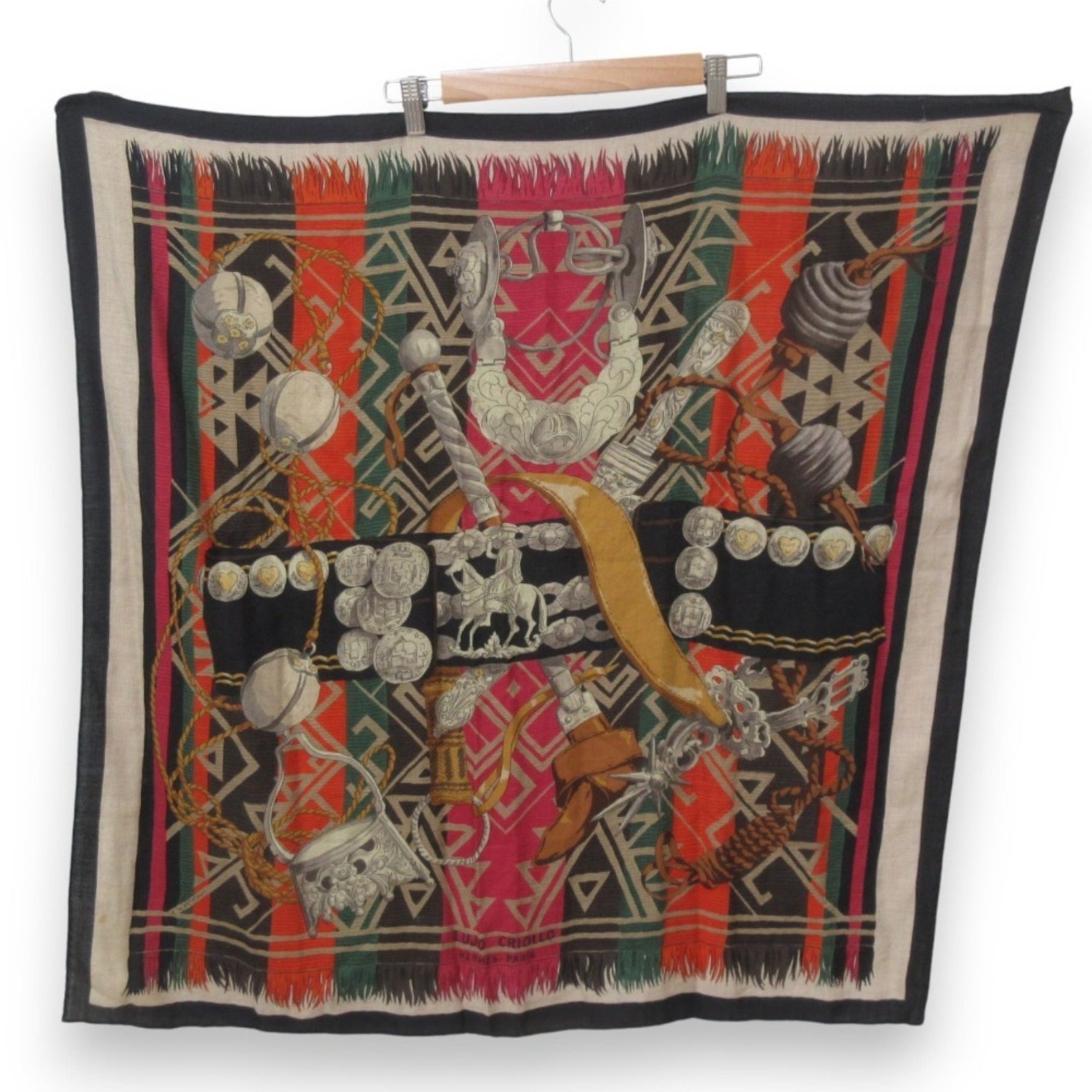 HERMES Carre 90 LUJO CRIOLLO Cashmere x Silk Large Scarf/Muffler Multicolor