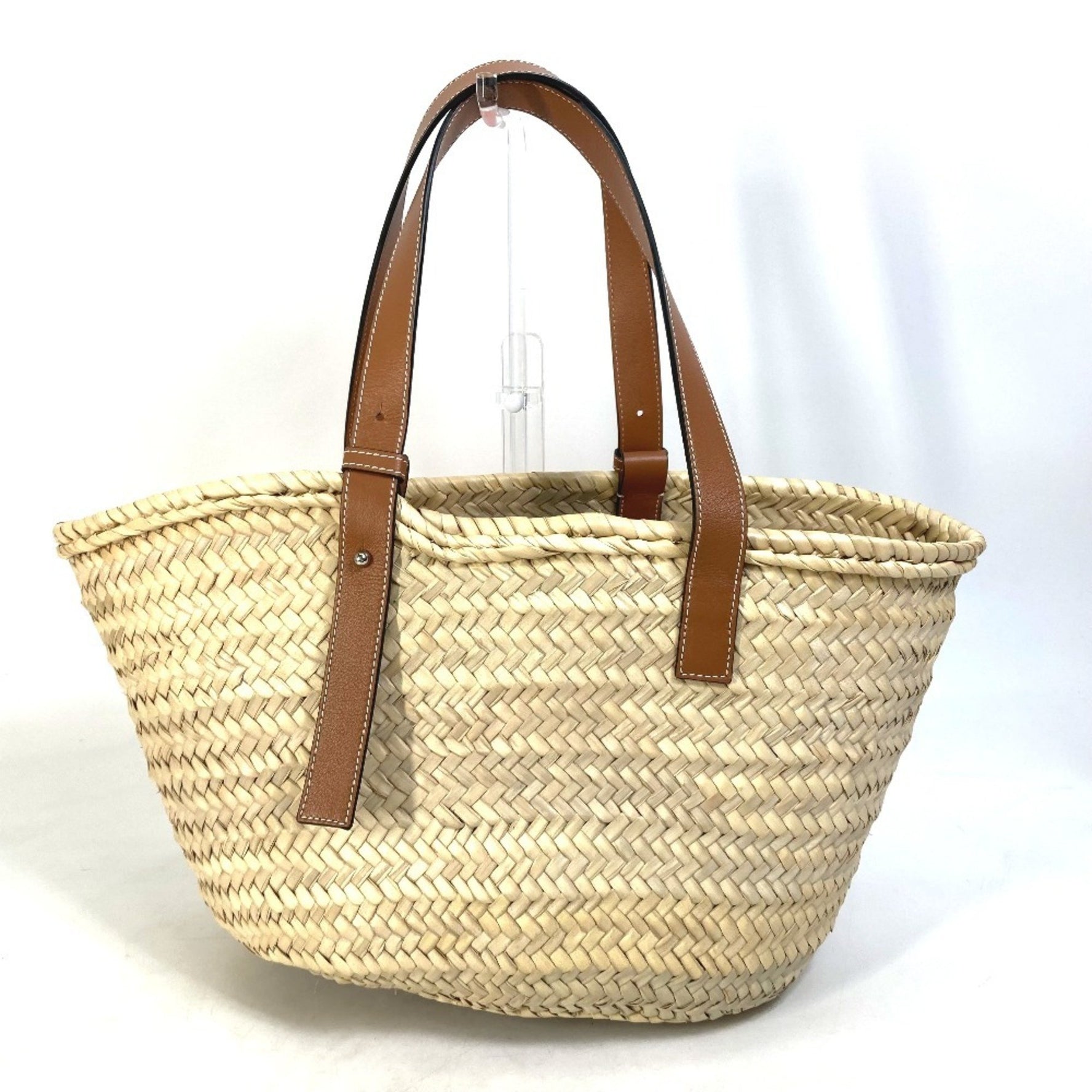 LOEWE Anagram Shoulder Bag Basket Medium Tote Straw Orange