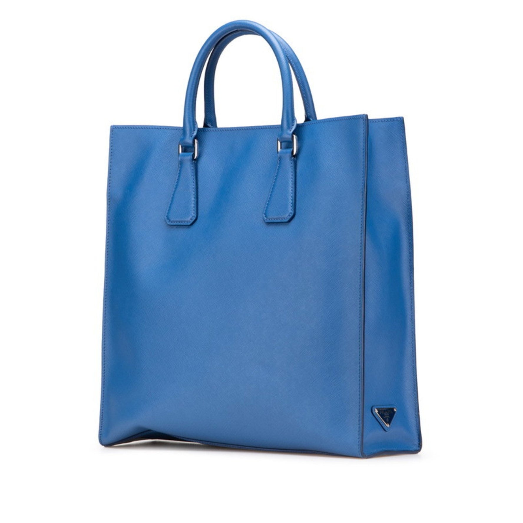 Prada Triangle Logo Plate Tote Bag/Shoulder Bag, Leather