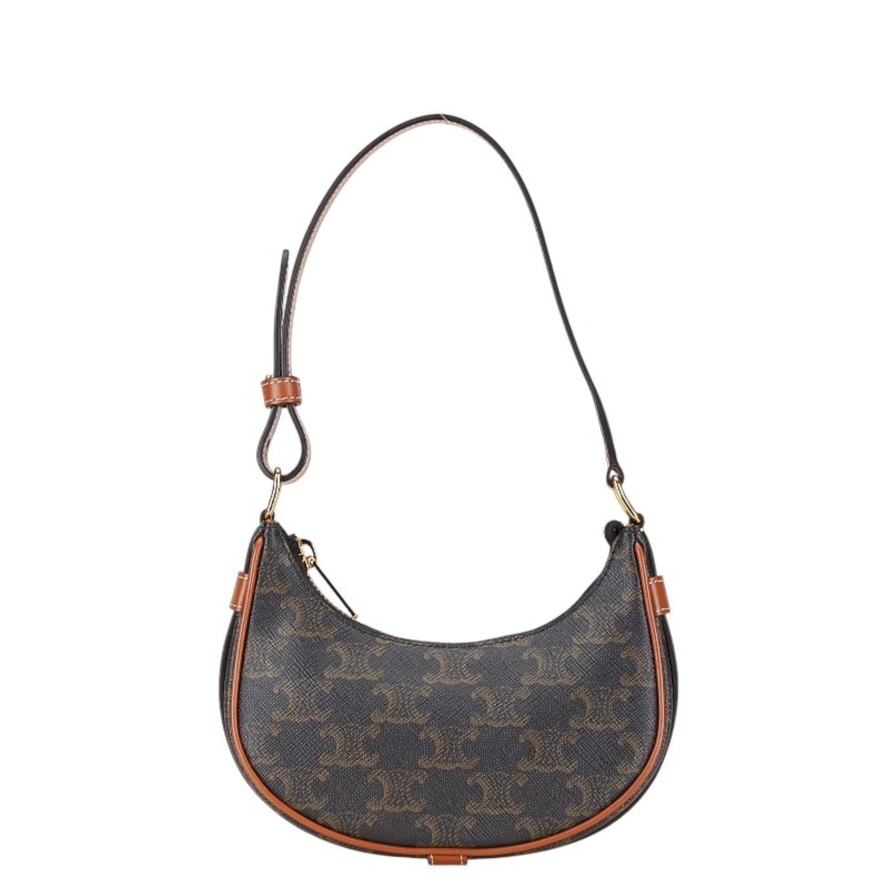 Celine Triomphe Ava Handbag Tan Brown Black PVC Leather