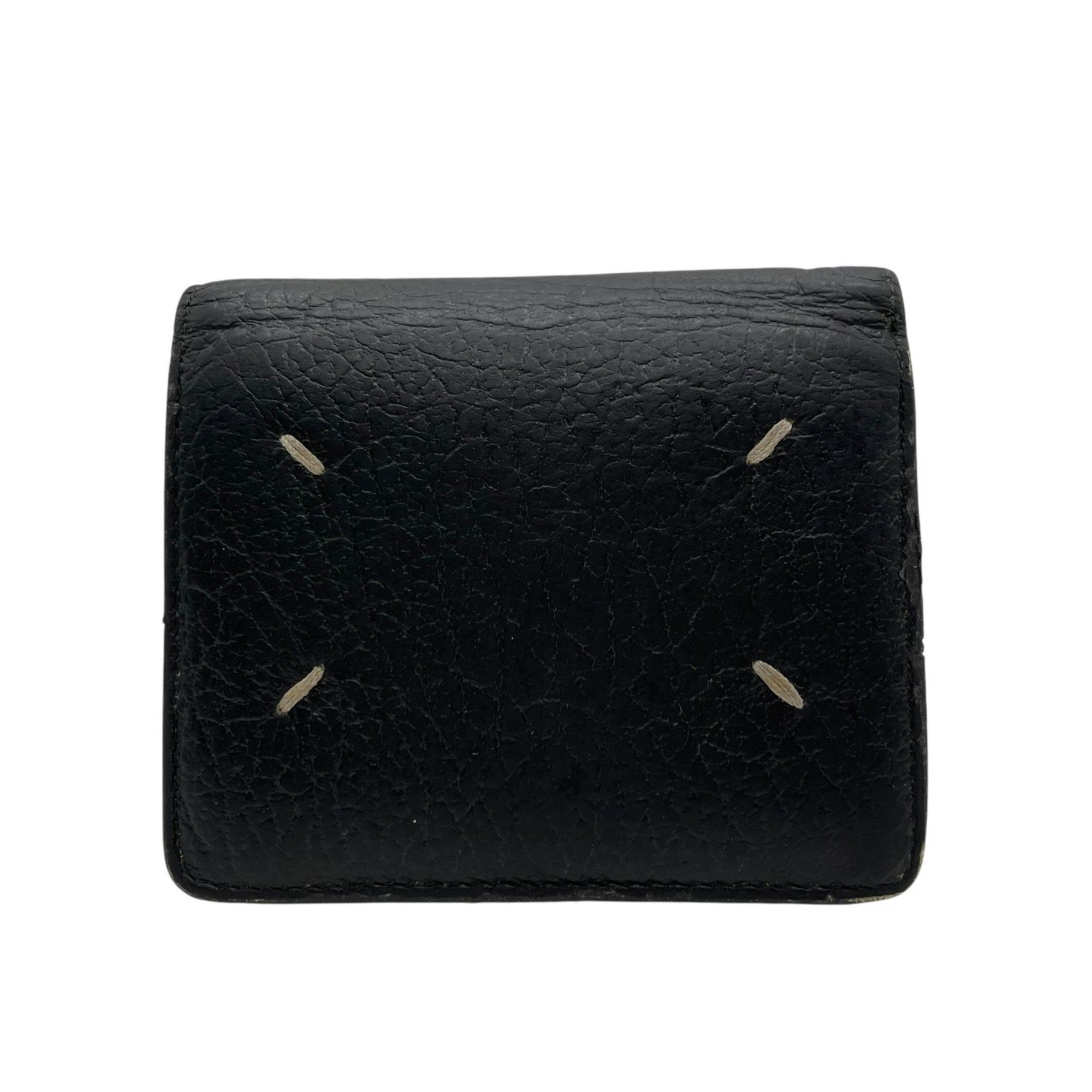 Maison Margiela Bi-fold Wallet Compact Mini Black Leather S56UI0140 Calendar Tag 4 Stitches Men's Women's M5
