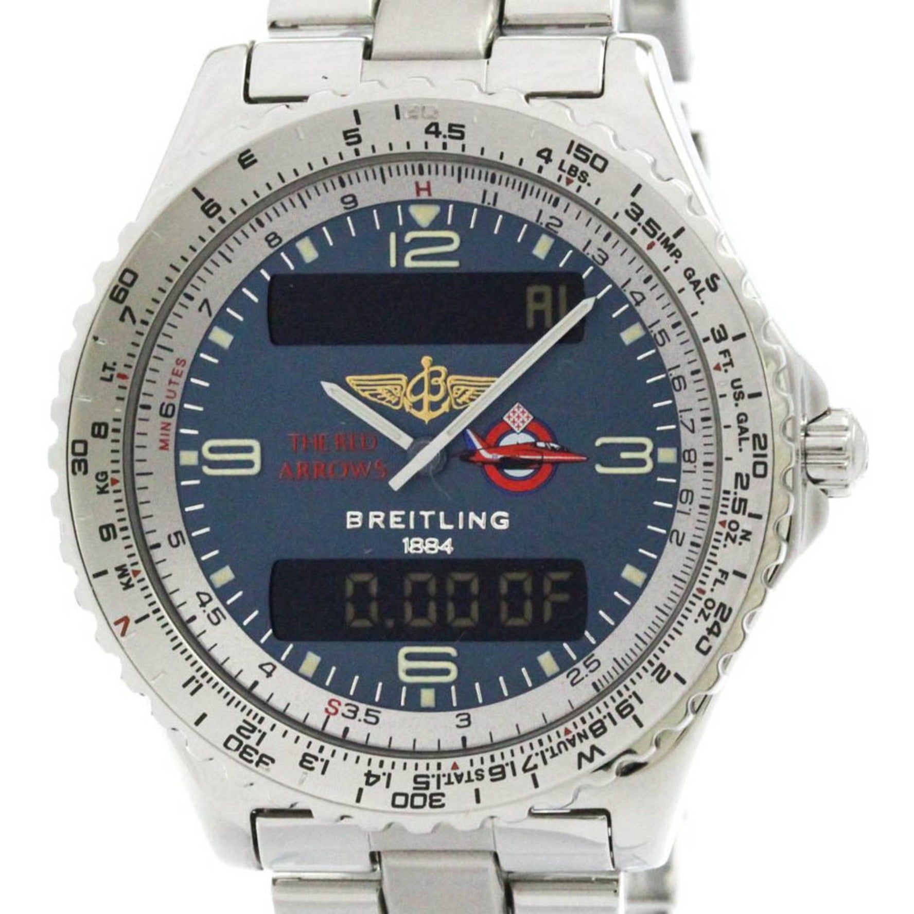Polished BREITLING Chronospace Red Arrows Steel Mens Watch A56012 BF579234