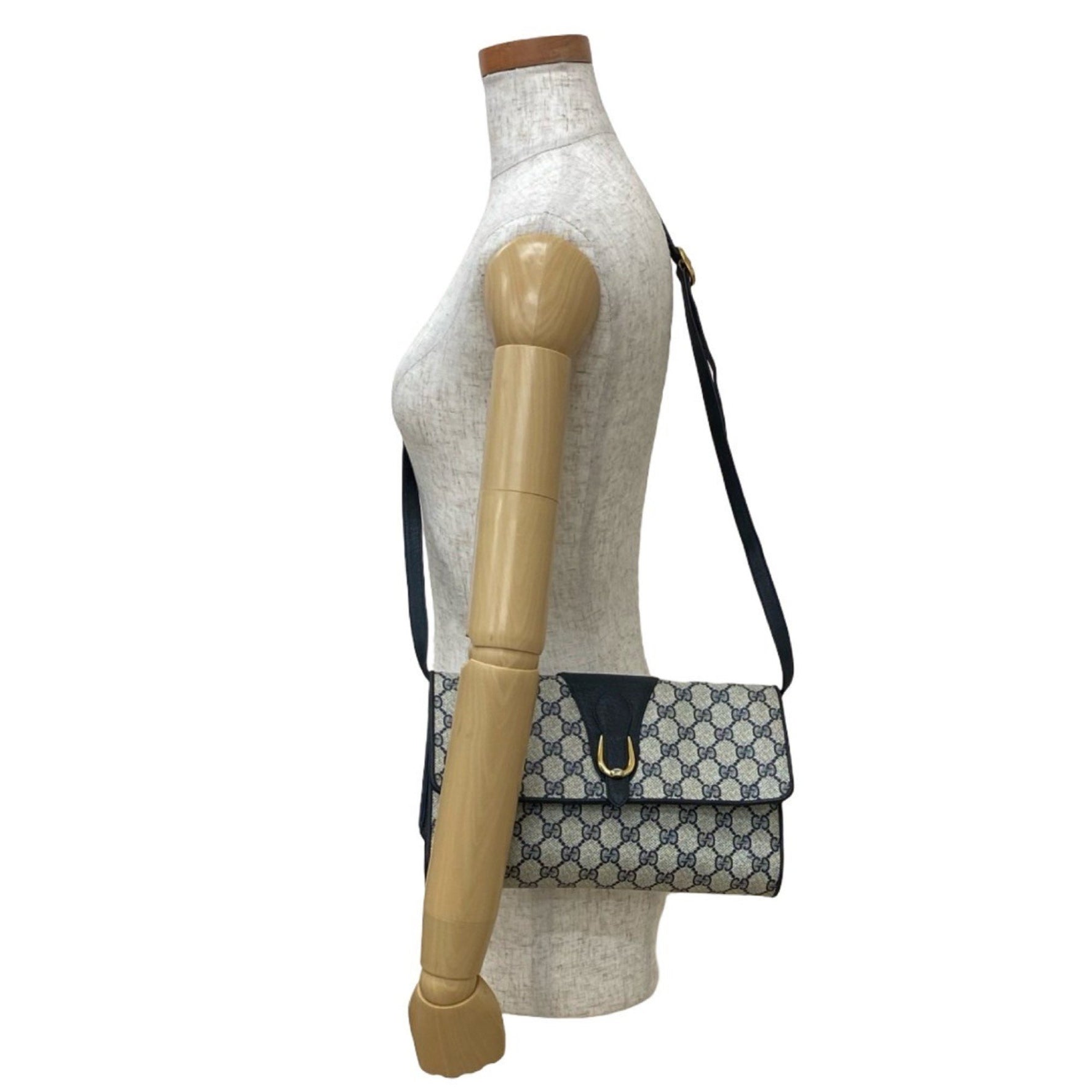 GUCCI Vintage GG Logo Hardware Leather Shoulder Bag/Pochette/Sacoche in