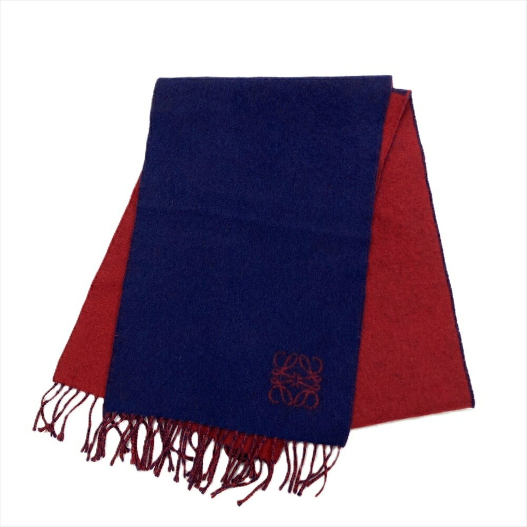 LOEWE Scarf Wool Angora Navy Red Bicolor Anagram