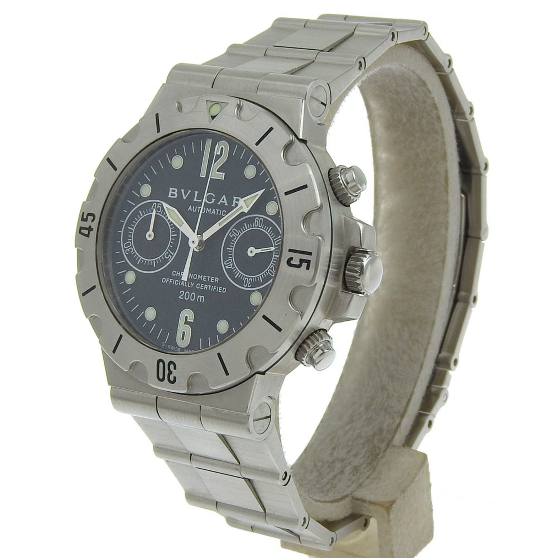 Bvlgari Diagono Scuba Stainless Steel Automatic Chronograph Watch with Black Dial