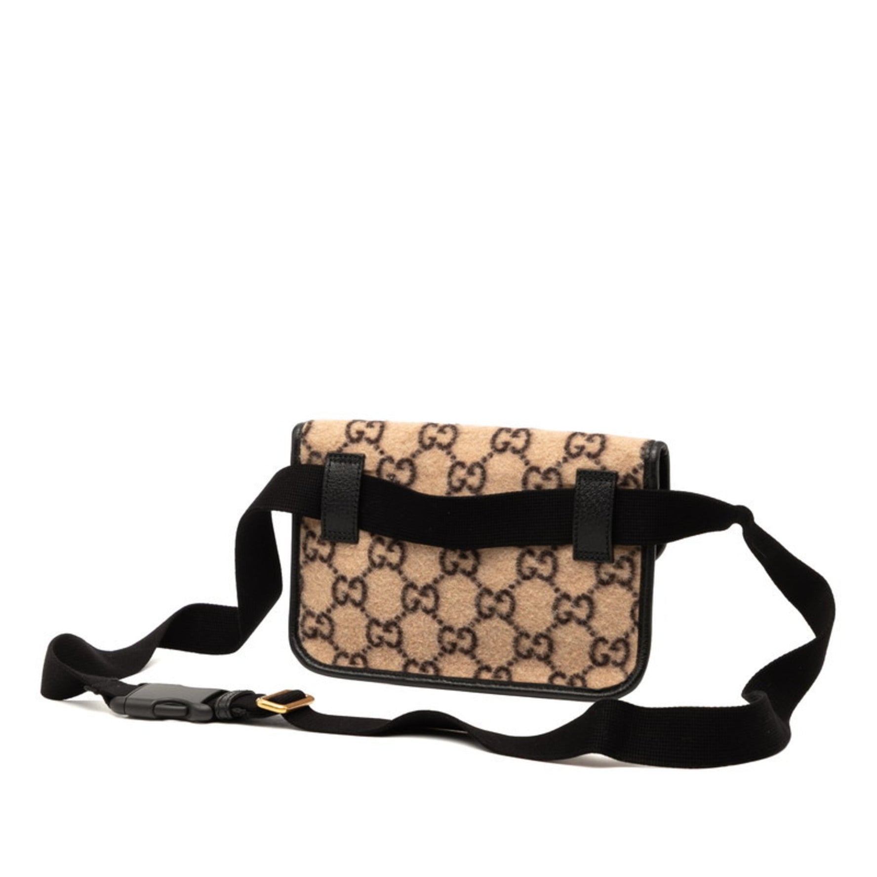Gucci GG Wool Body Bag/Waist Bag Beige Black Leather