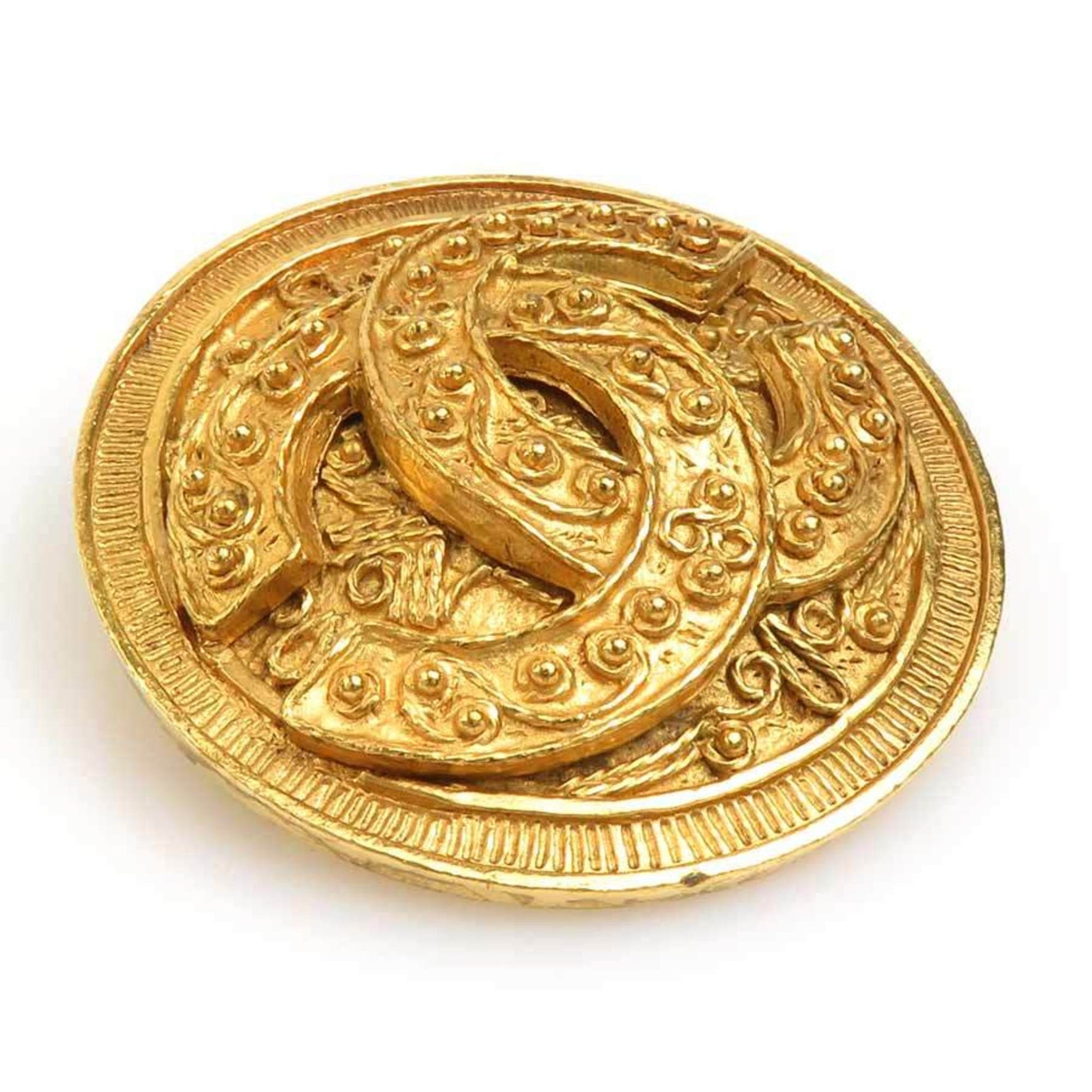 CHANEL Brooch Coco Mark Metal Gold Women's