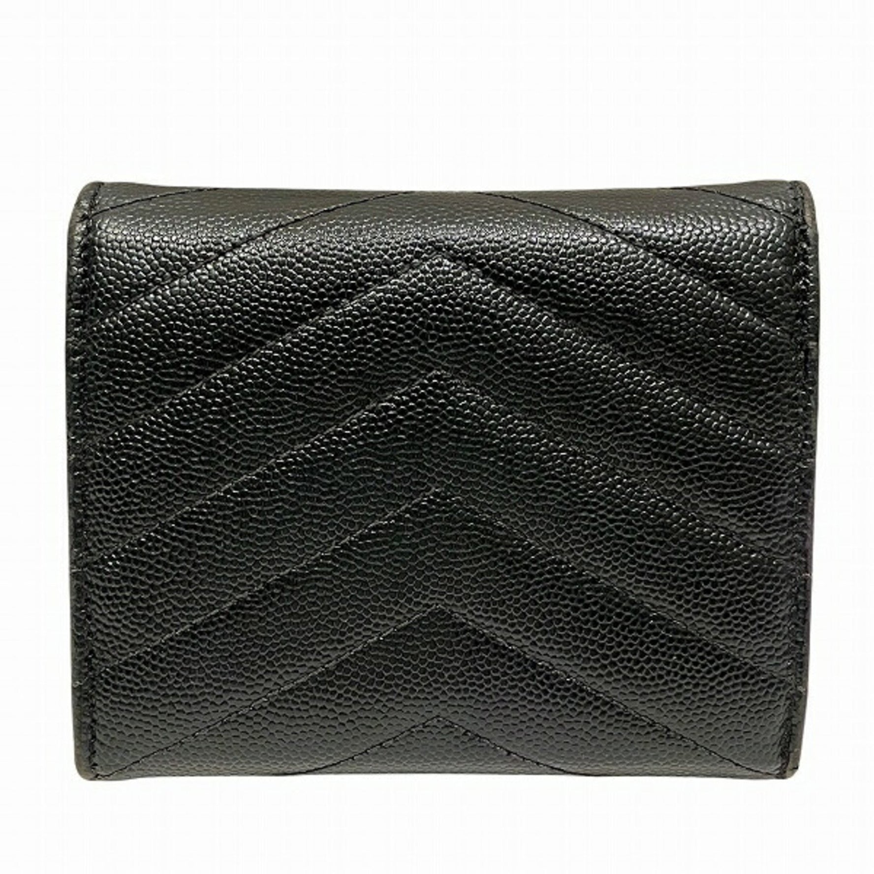 Saint Laurent Quilted V Stitch Tri-fold Wallet