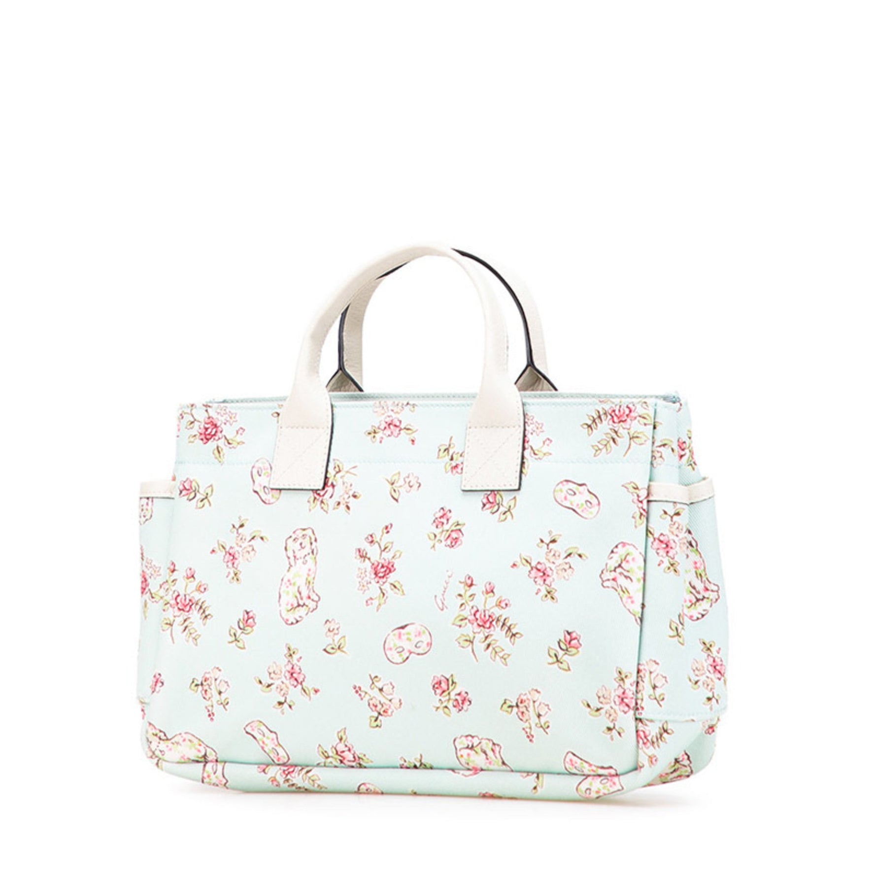 Gucci Children's Dog Flower Tote Bag, Handbag, Mint Green and Canvas Leather