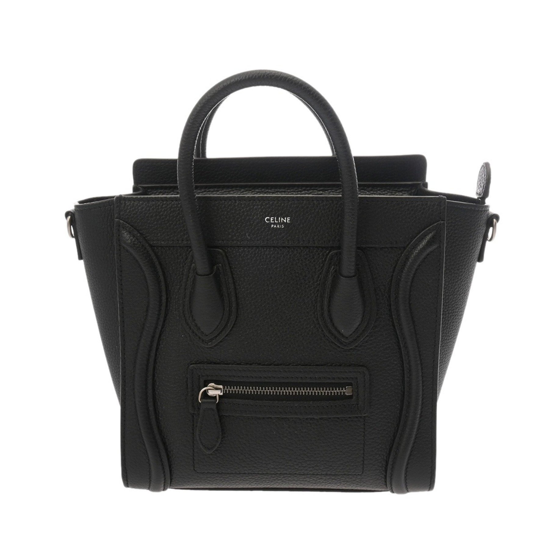 CELINE Luggage Nano Drummed Calfskin Handbag, A-Rank, Pre-Owned, Ginzo