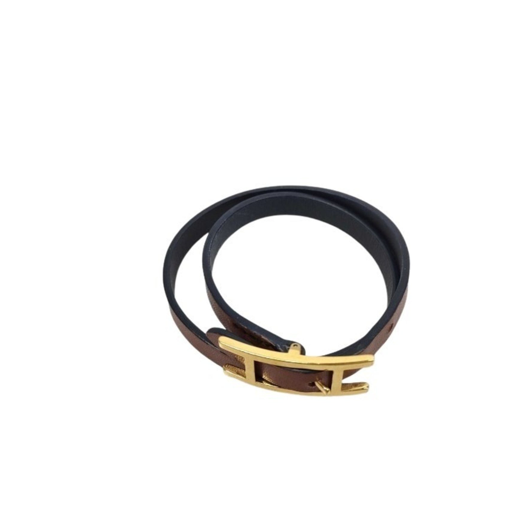 HERMES B-Api Leather Double Tour Bracelet