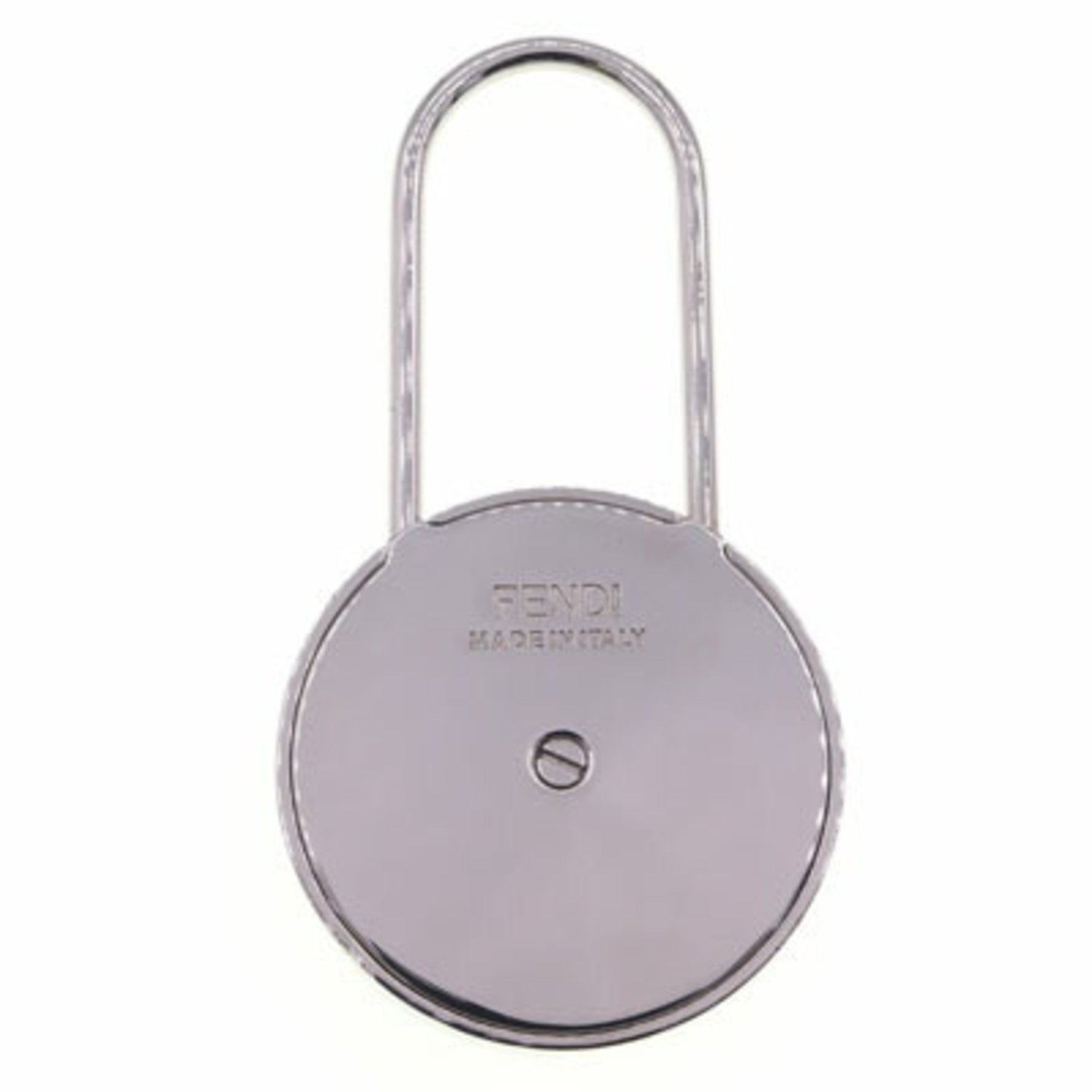 Fendi Zucca Keychain Silver Khaki Metal PVC Key Ring Bag Charm