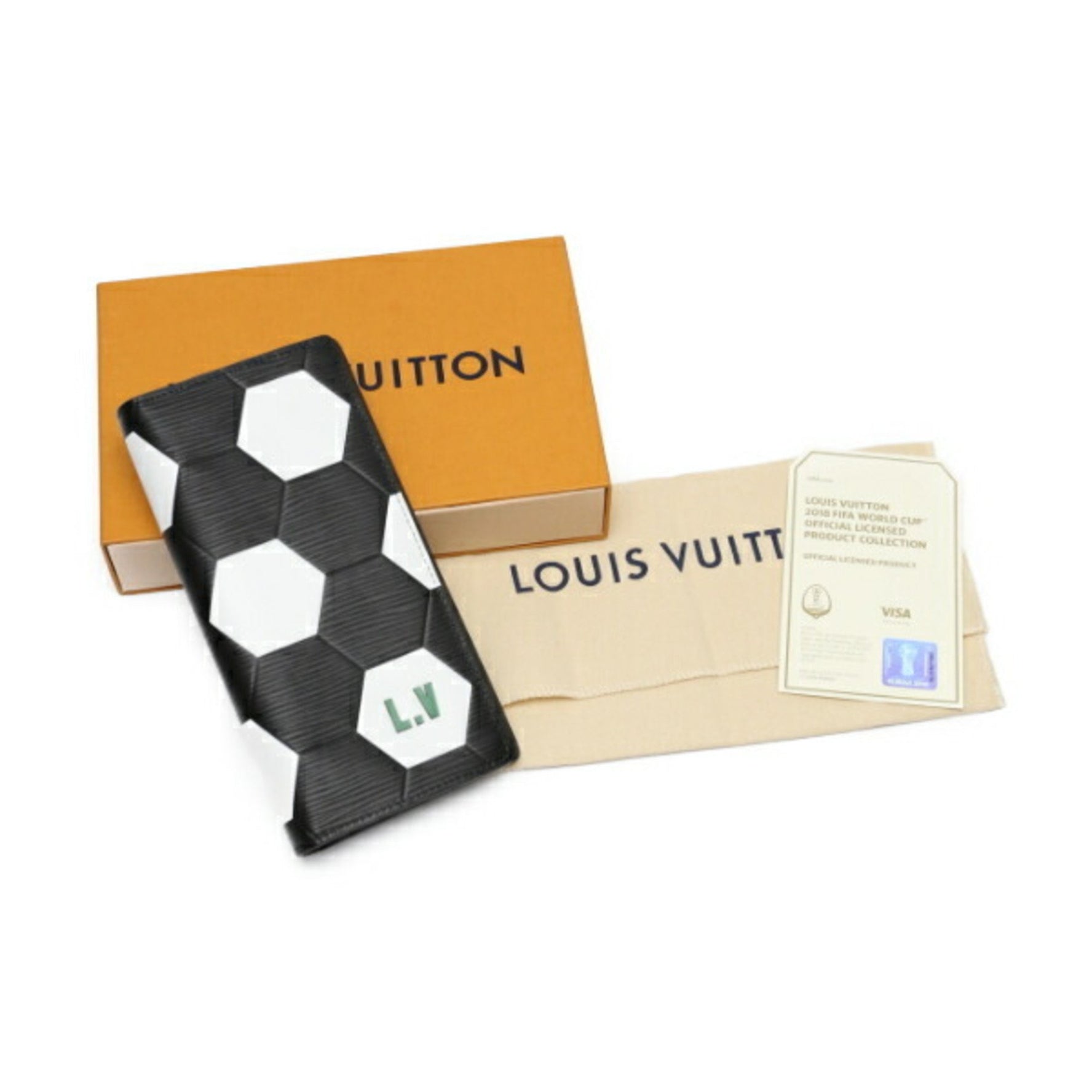 Louis Vuitton Long Wallet Portefeuille Brazza Epi Russia 2018 FIFA Leather Noir LV