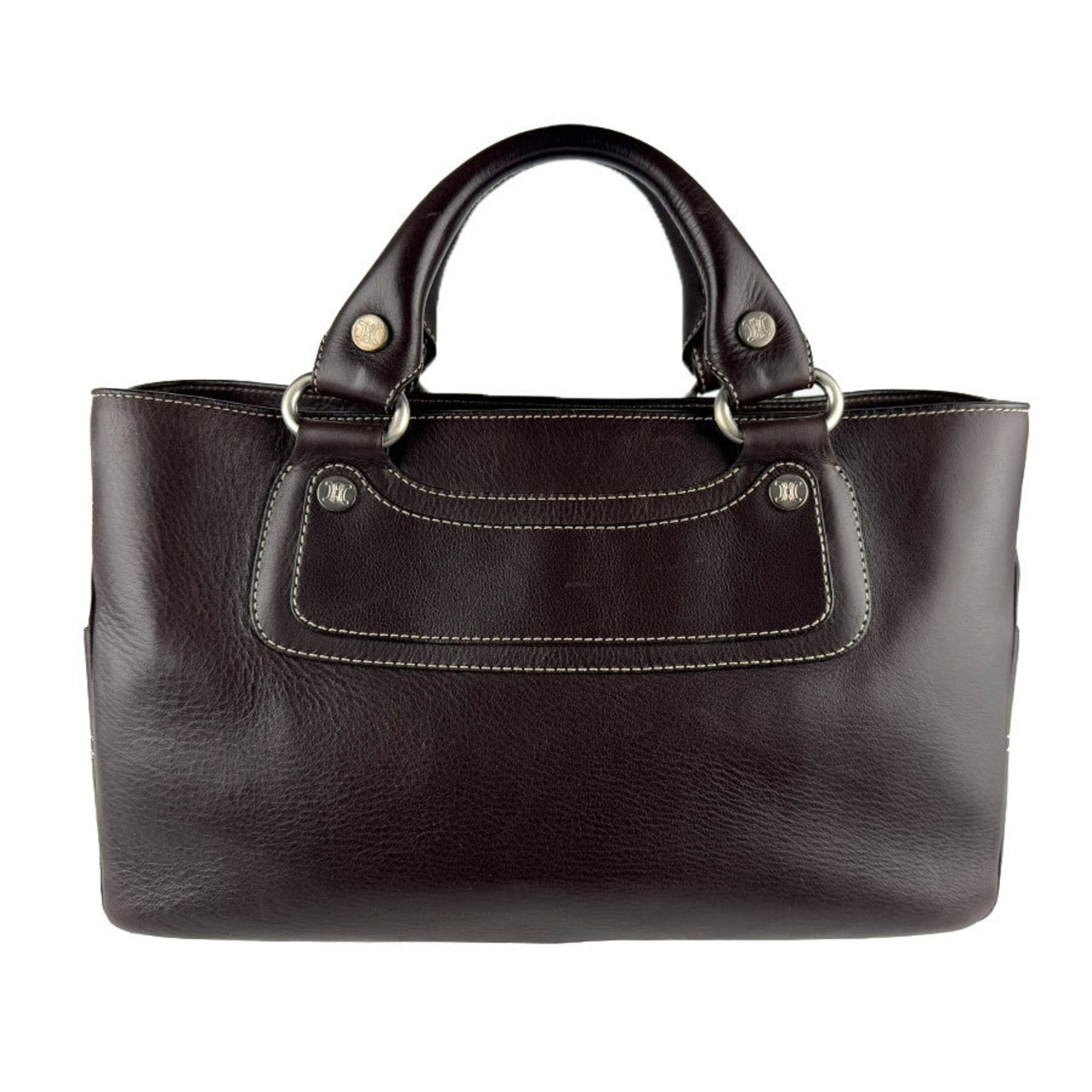 Celine Boogie Bag, Leather, Dark Brown and Silver