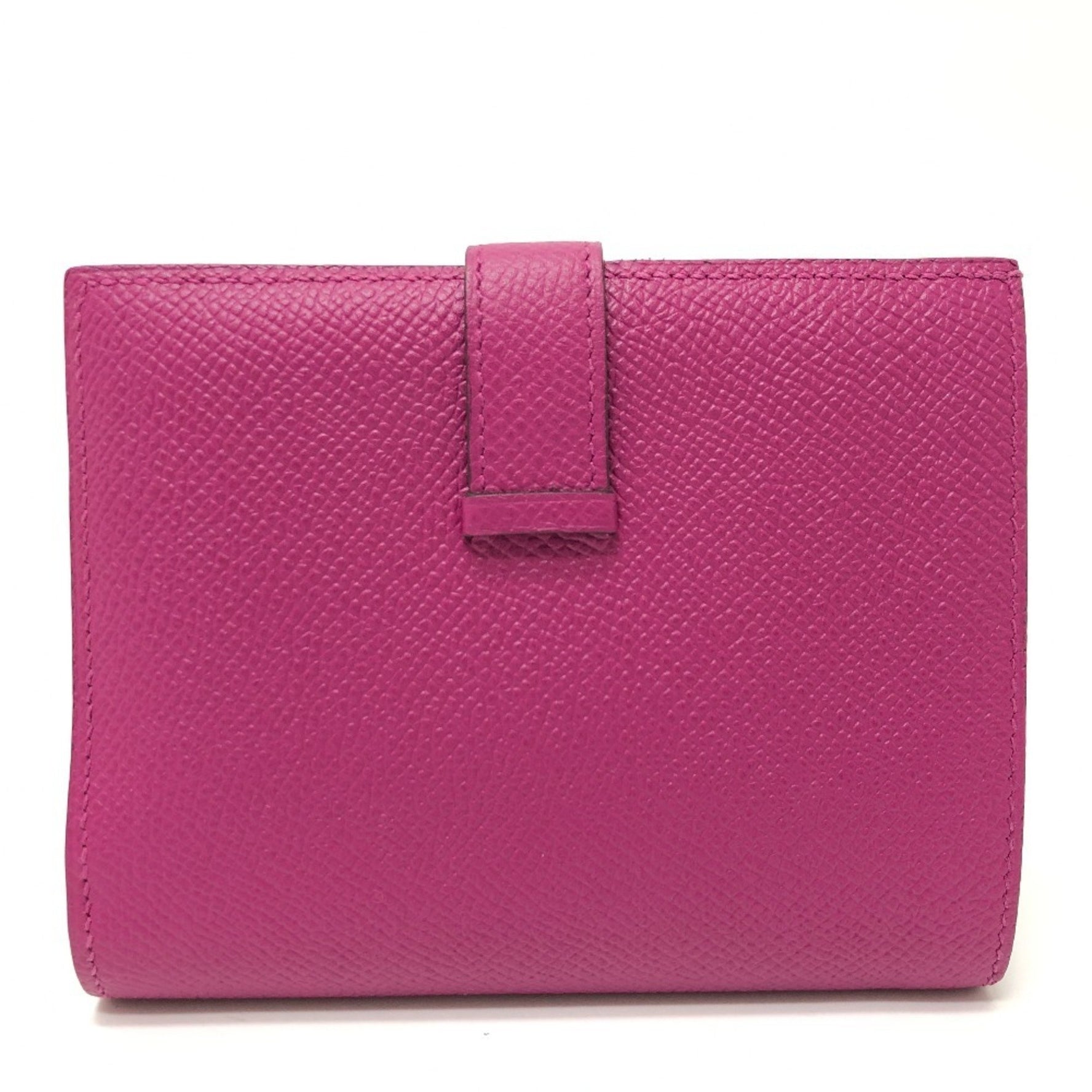 HERMES Bearn Compact Wallet with H Hardware, Bi-fold Wallet, Epsom Leather, Rose Purple