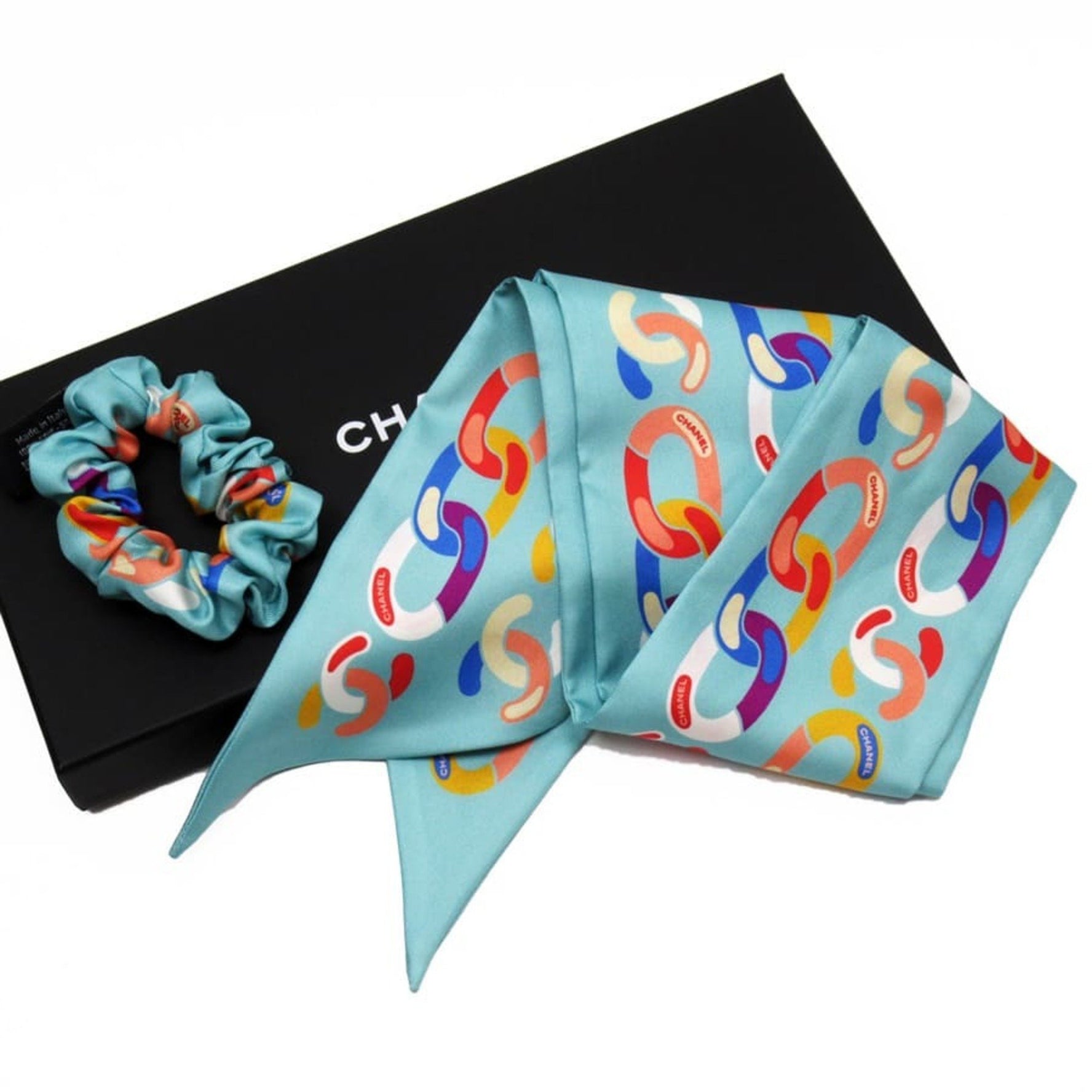 Chanel scrunchie hair accessory series 100% silk