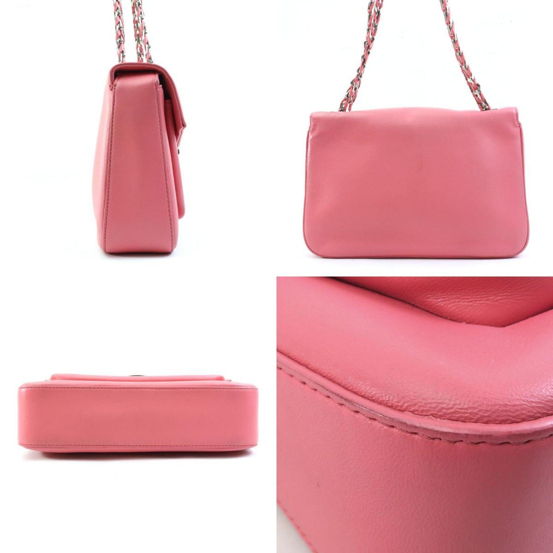 FENDI Shoulder Bag Leather Silver