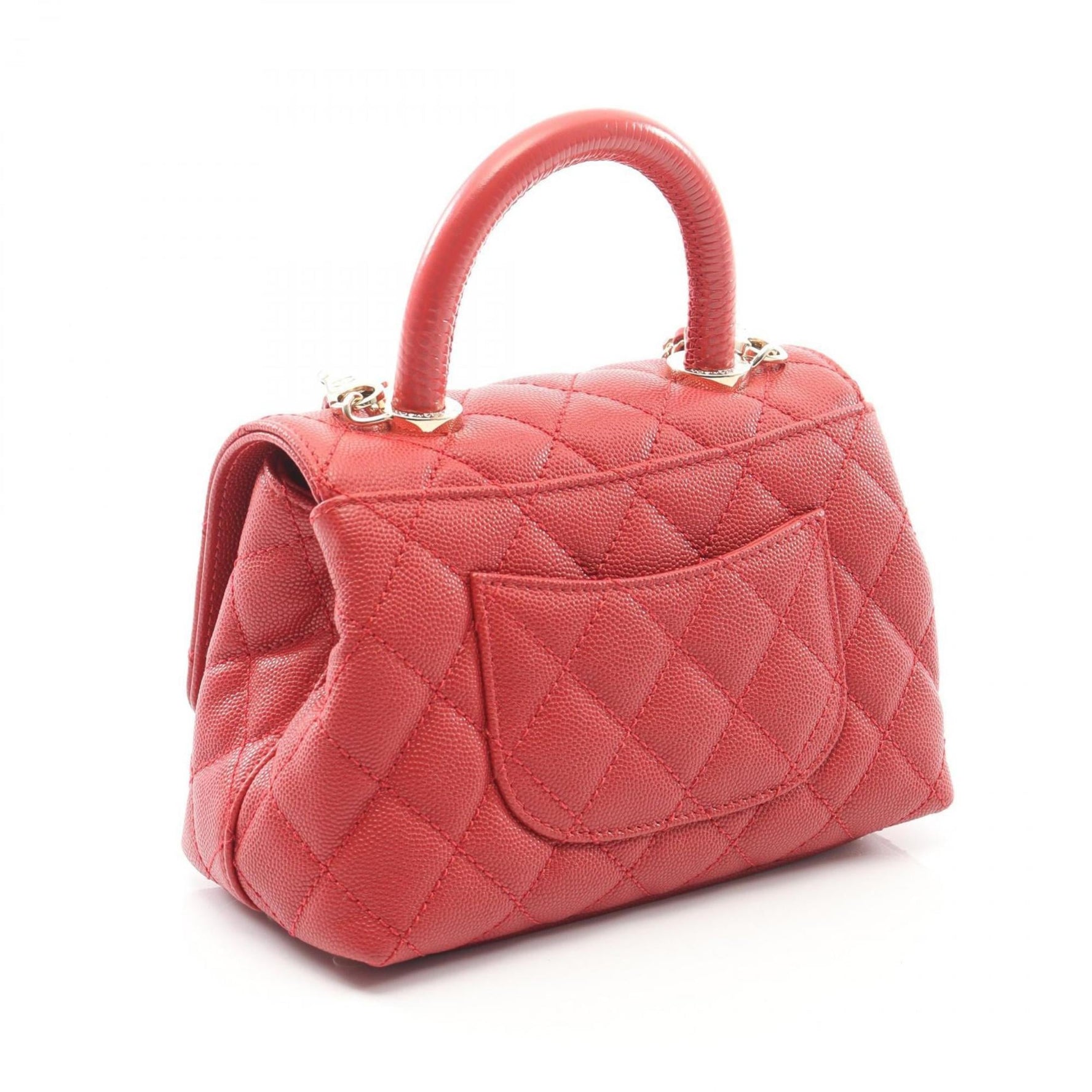 CHANEL Coco Handle XXS Top Handbag in Grained Calfskin Caviar Leather, Red