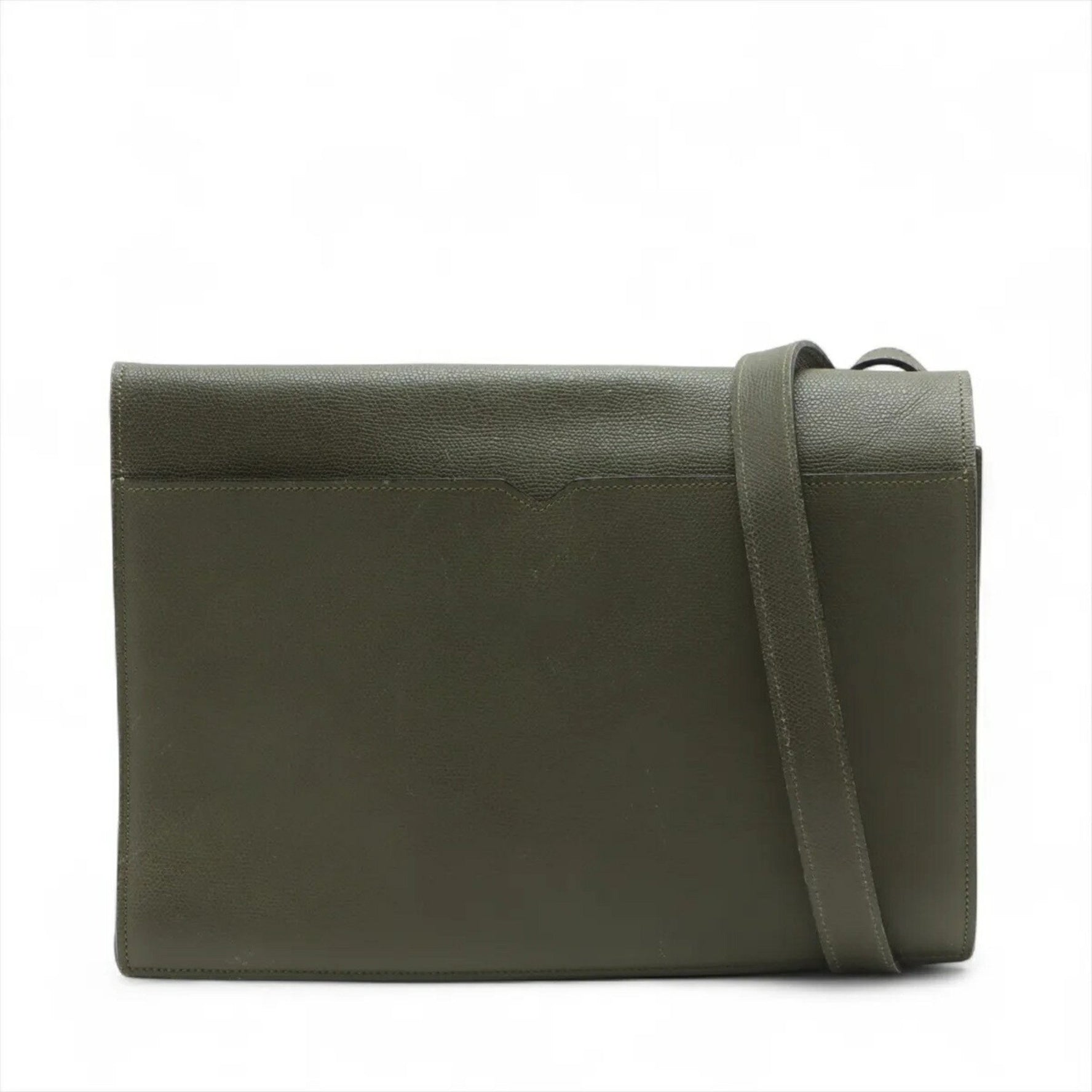Valextra Khaki Green Leather Shoulder Bag for Men