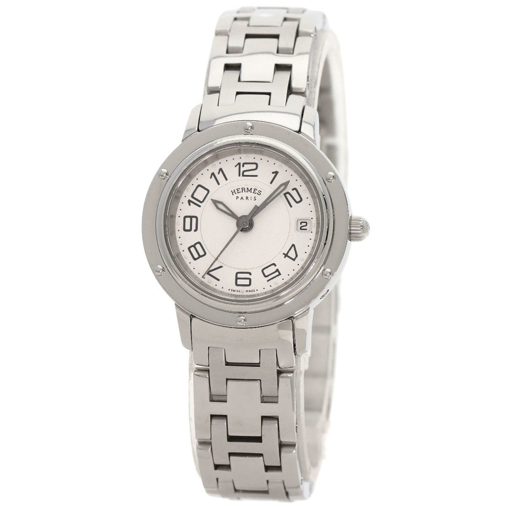 Hermes Clipper Classic Watch Stainless Steel SS Ladies