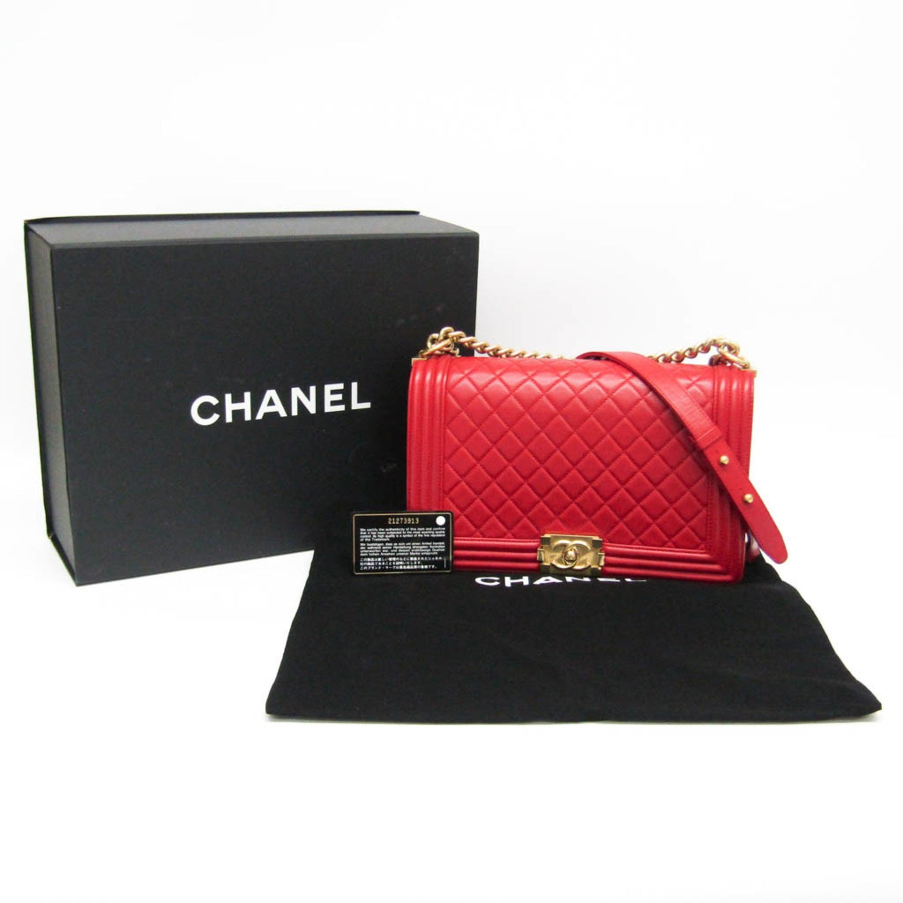 Chanel Boy Chain Shoulder Bag Leather Shoulder Bag Red Color
