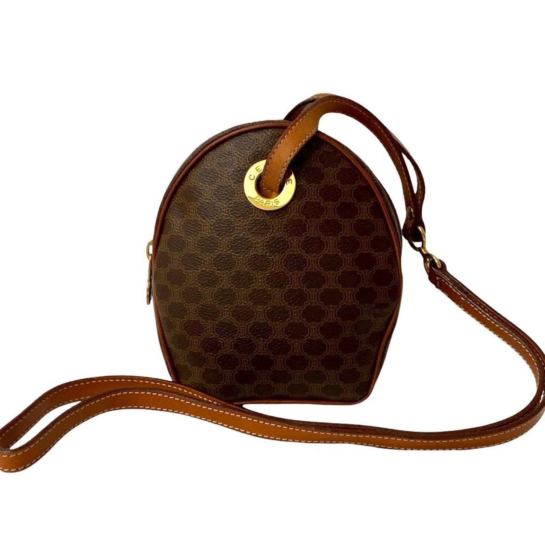 CELINE Macadam Blason Triomphe Leather Mini Semi-Sized Shoulder Bag/Pochette in