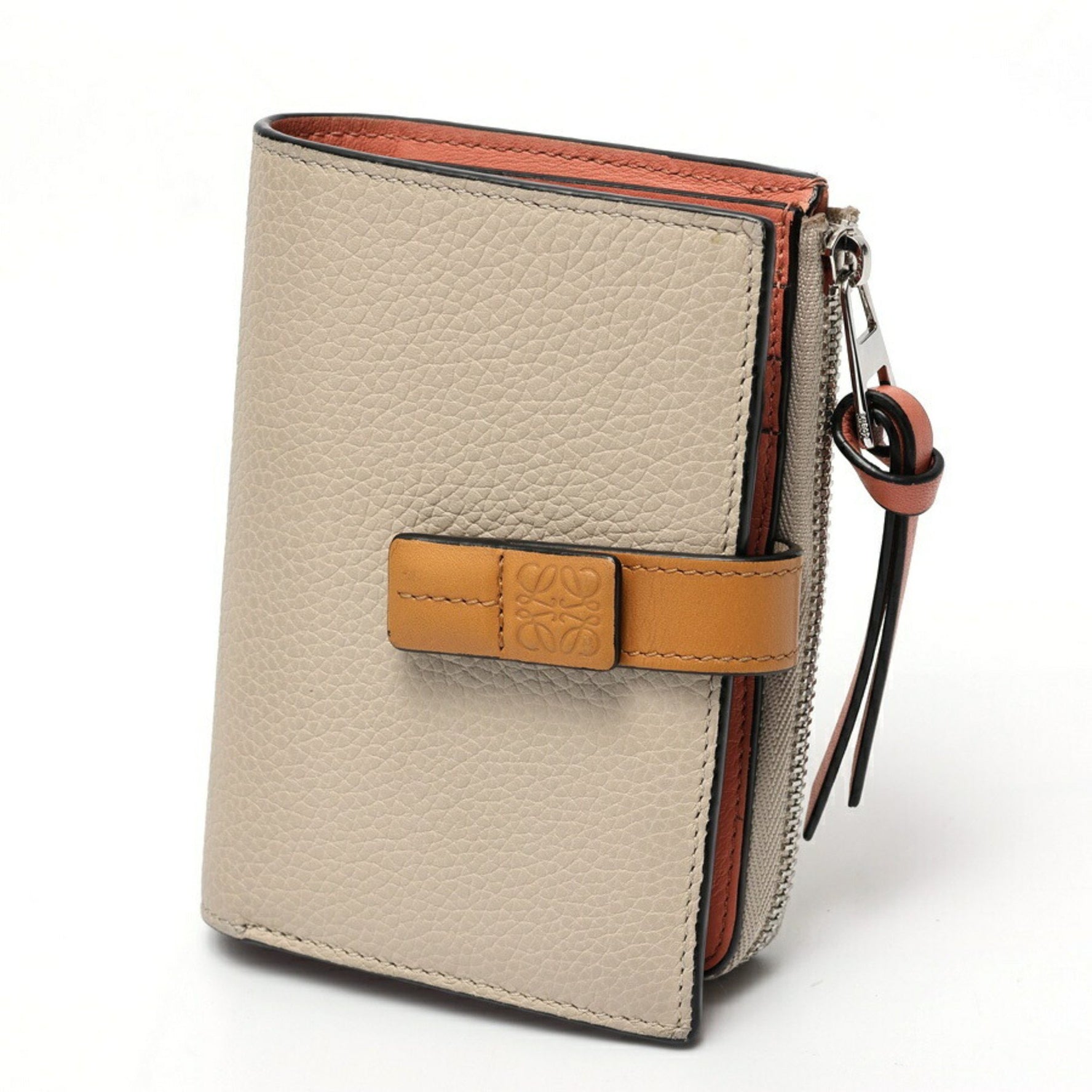 LOEWE Zip Bifold Wallet in Soft Grain Calfskin with Light Oat Honey