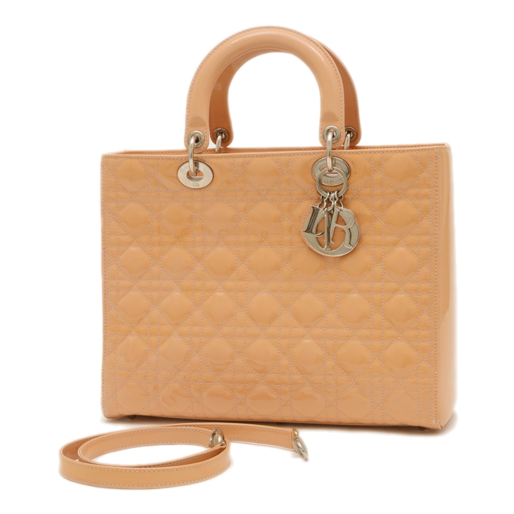 Christian Dior Dior Lady Cannage Large Bag Handbag Patent BP