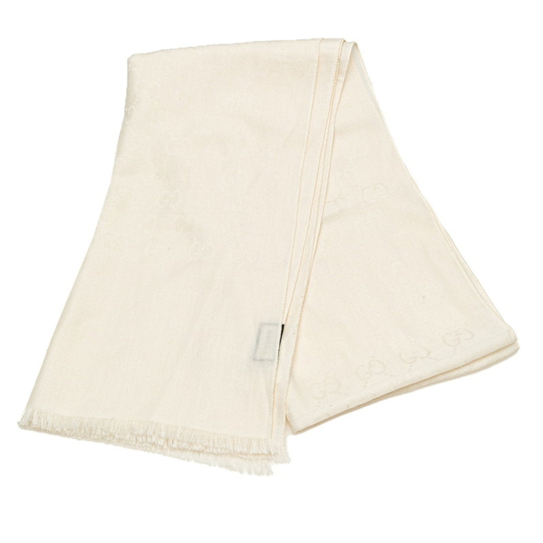 Gucci GG Stole Scarf White Ivory Wool Silk