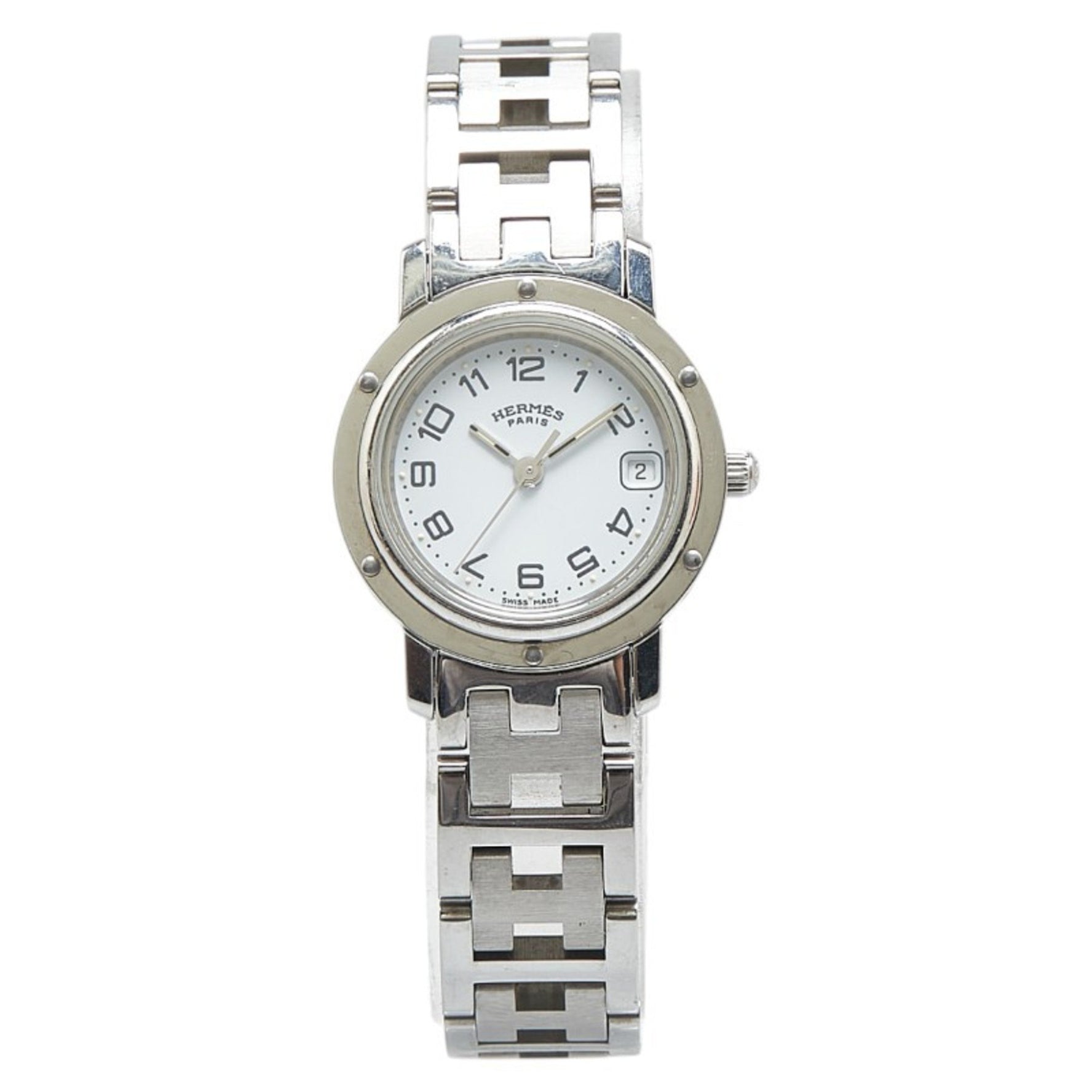 Hermes Clipper Watch Quartz White Dial Stainless Steel