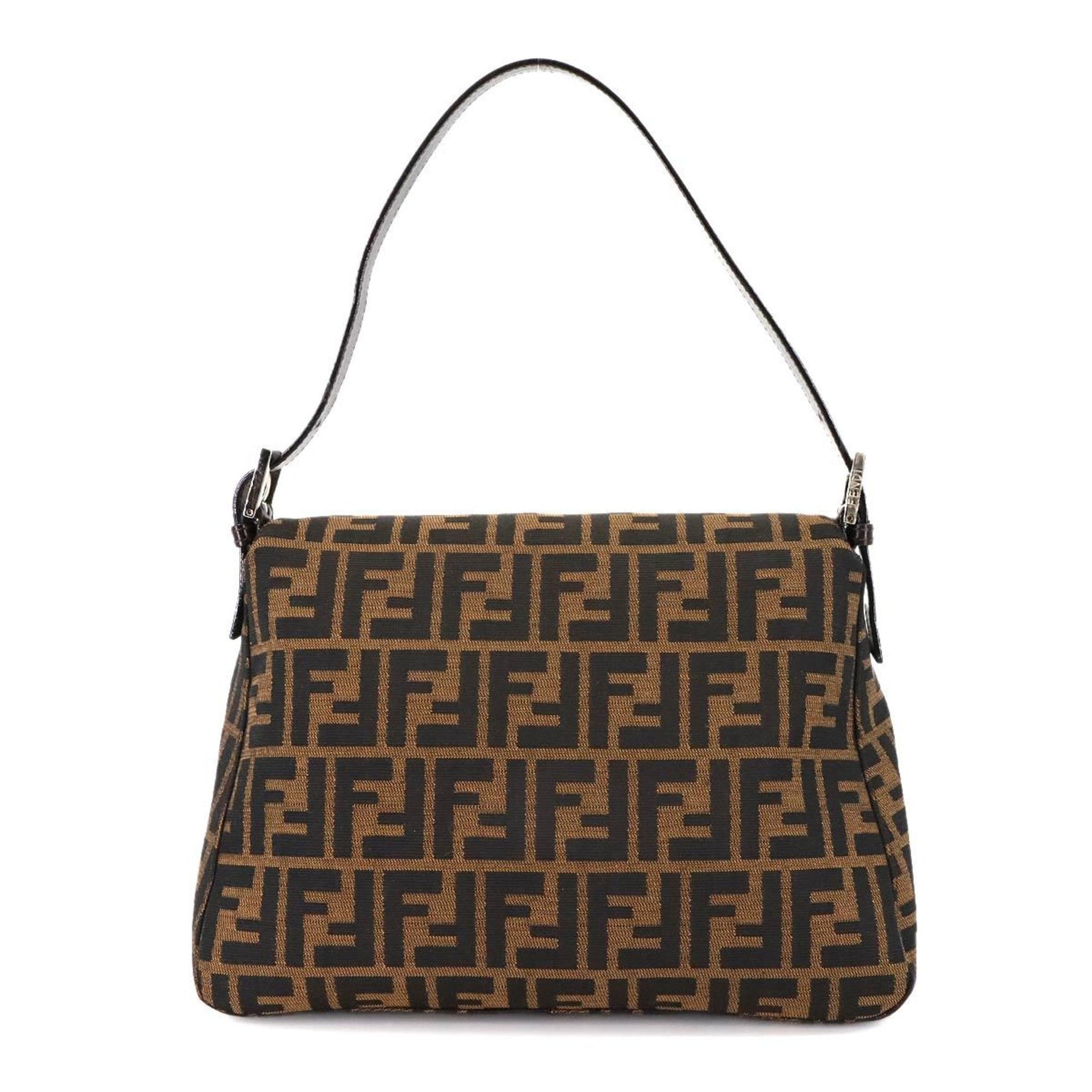 Fendi Zucca Mamma Baguette Shoulder Bag in Brown Canvas and Leather