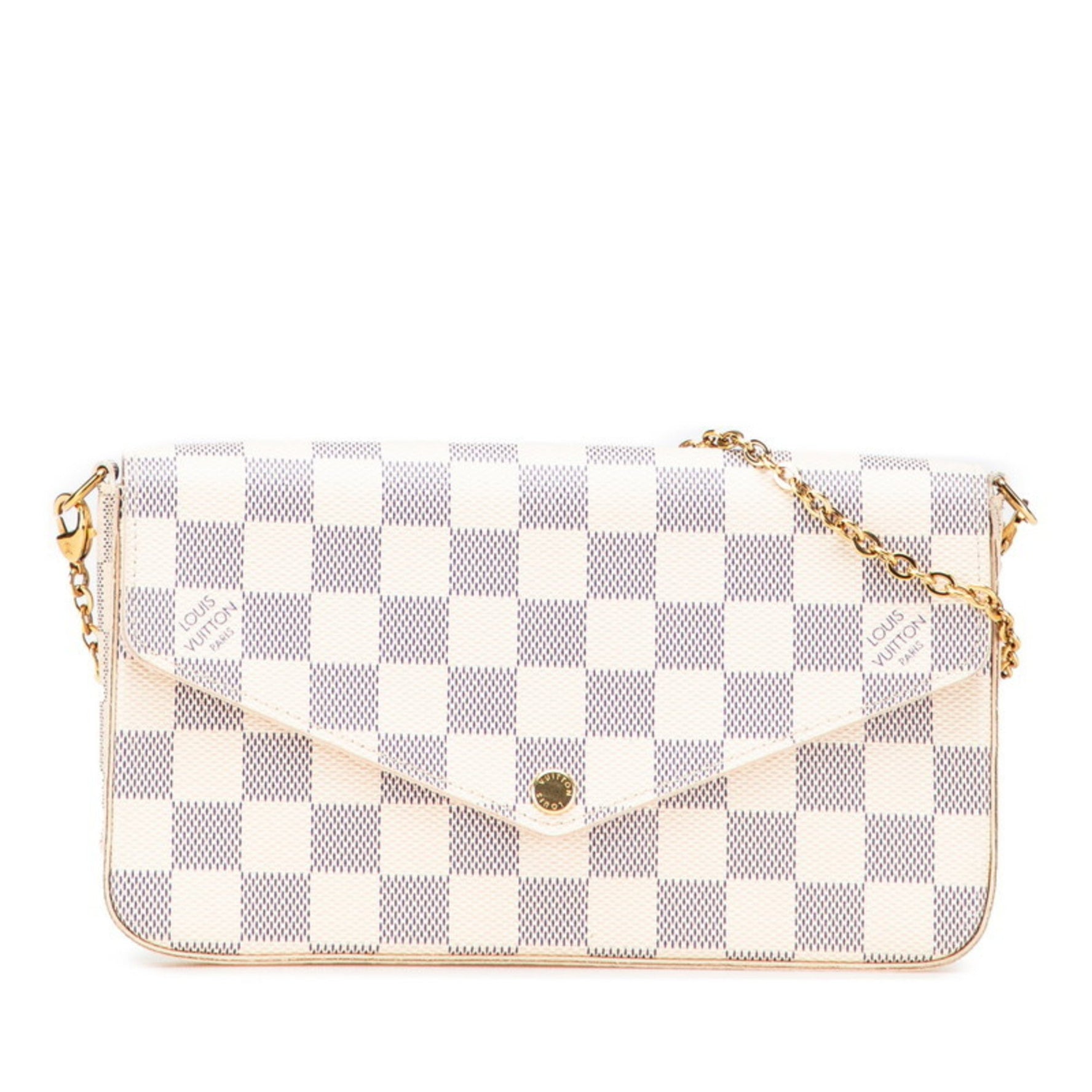 Louis Vuitton Damier Azur Pochette Felicie Chain Shoulder Bag Leather LOUIS VUITTON