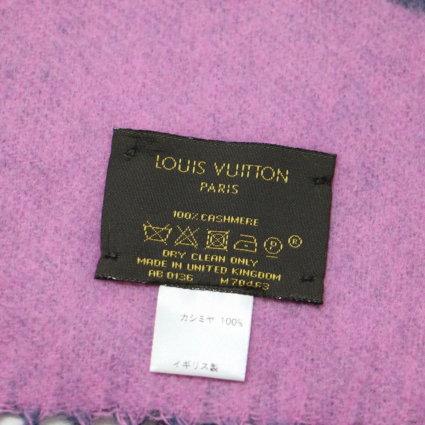 Louis Vuitton Scarf Navy Pink Reykjavik Cashmere Giant Monogram Bicolor Made in England High
