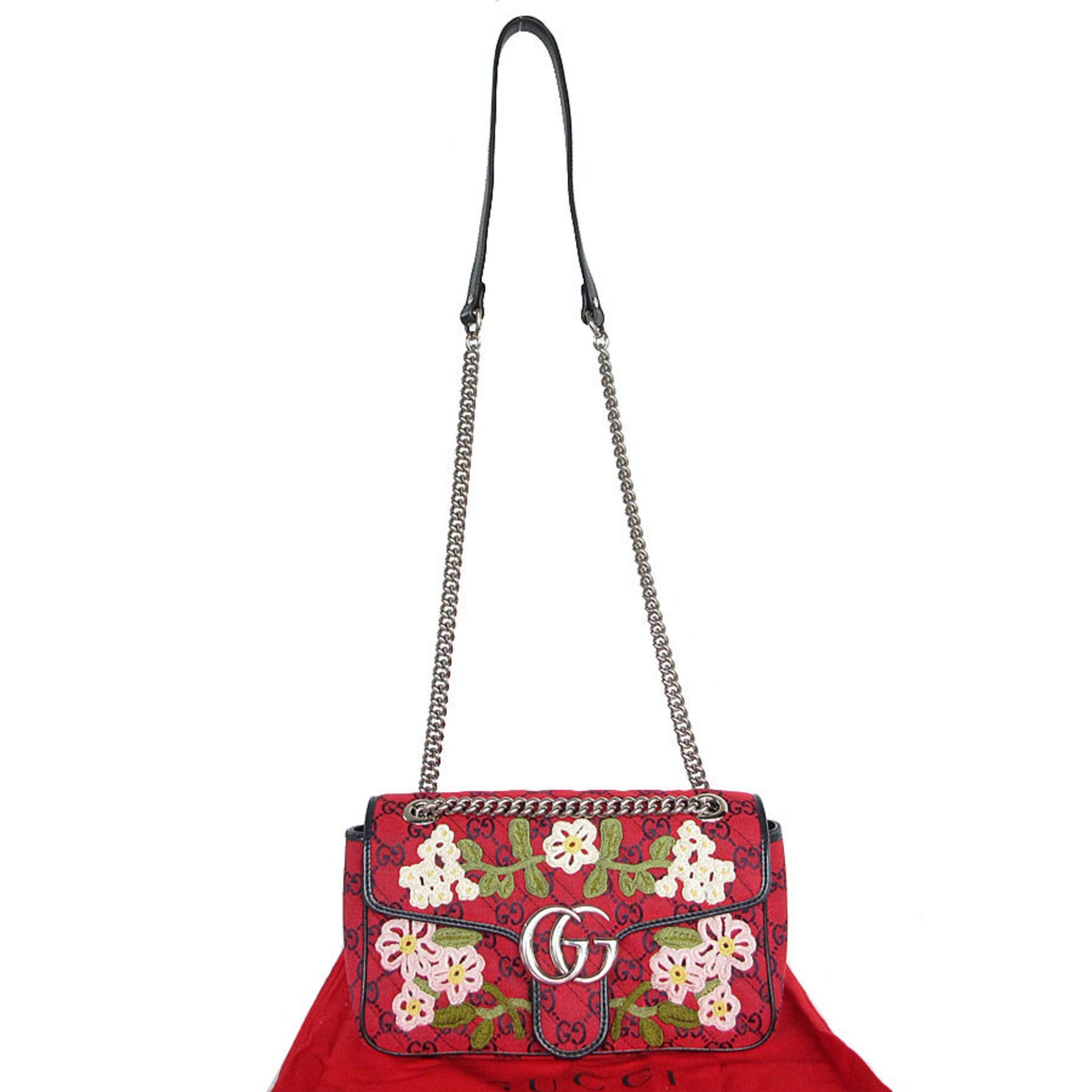 GUCCI Shoulder Bag GG Canvas Red